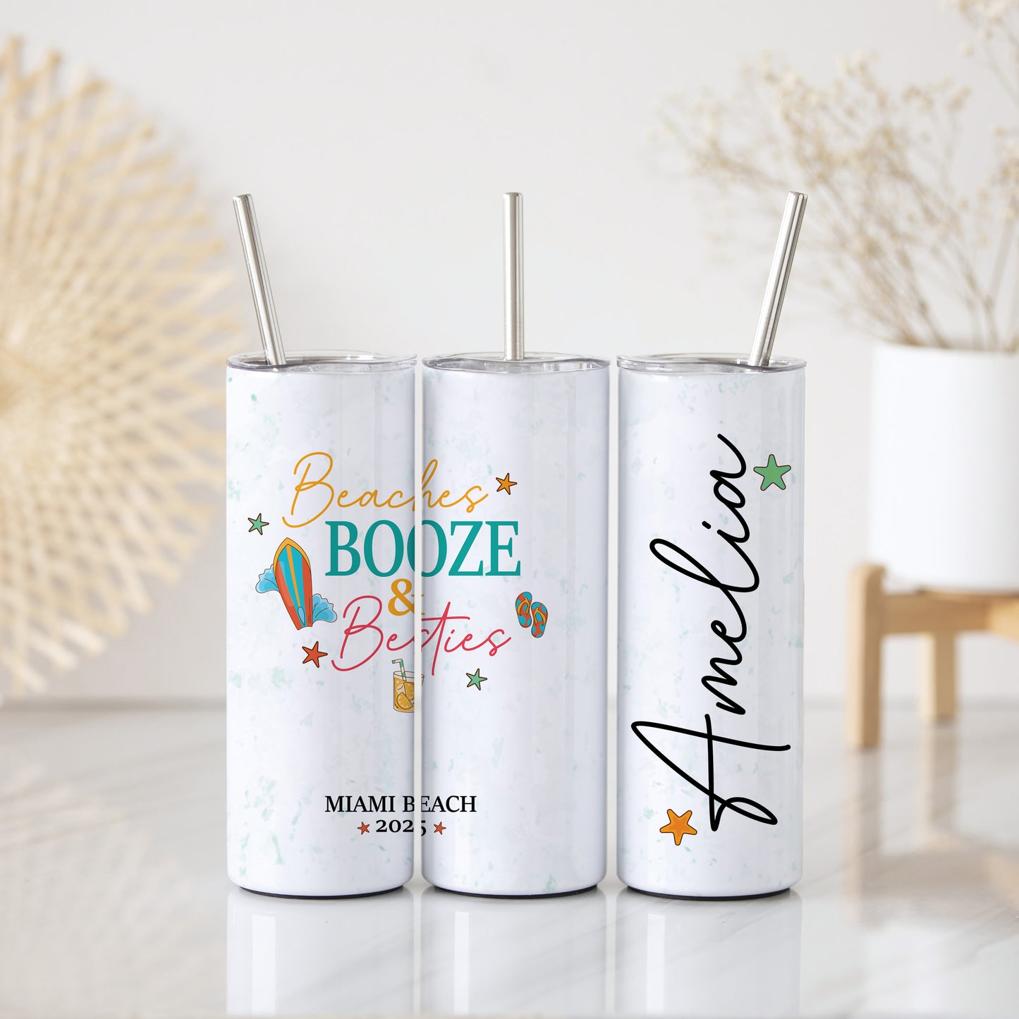 Custom Beaches, Booze & Besties Tumbler - Perfect Bridal Party Gift!