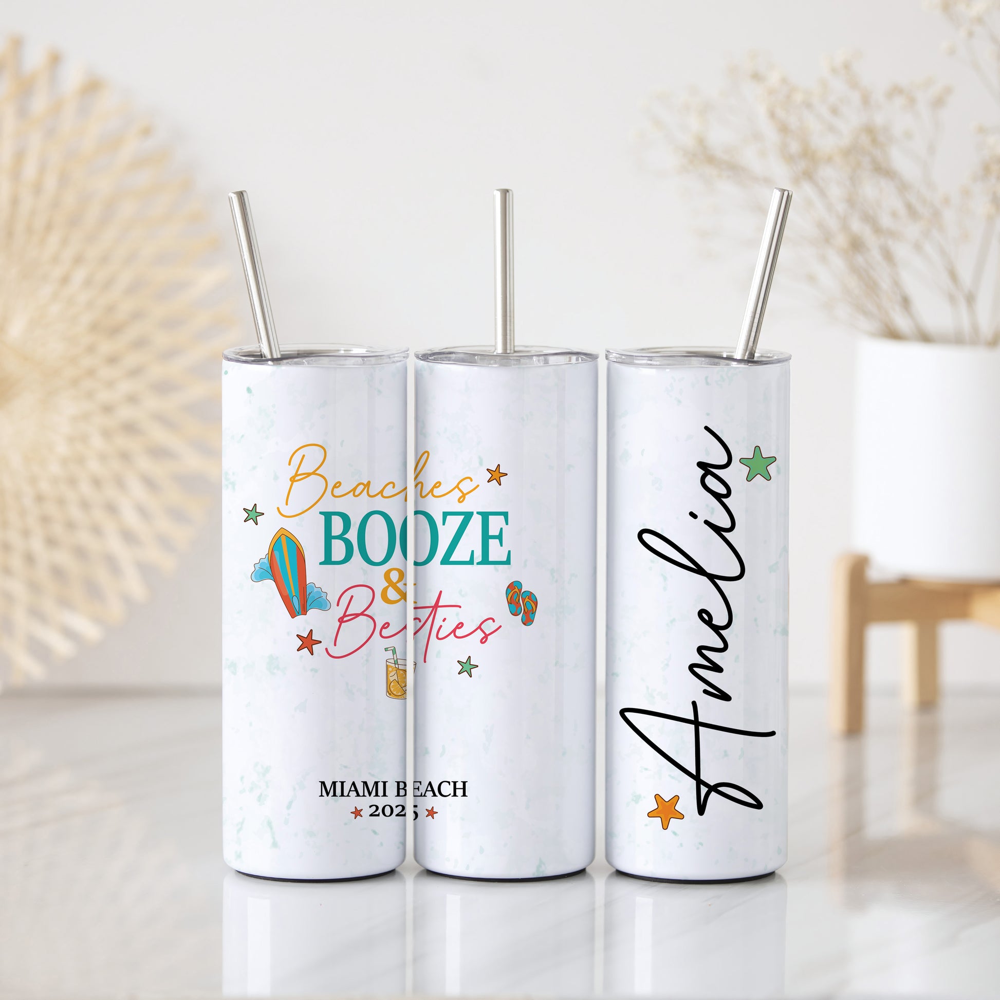 Custom Beaches, Booze & Besties Tumbler - Perfect Bridal Party Gift!