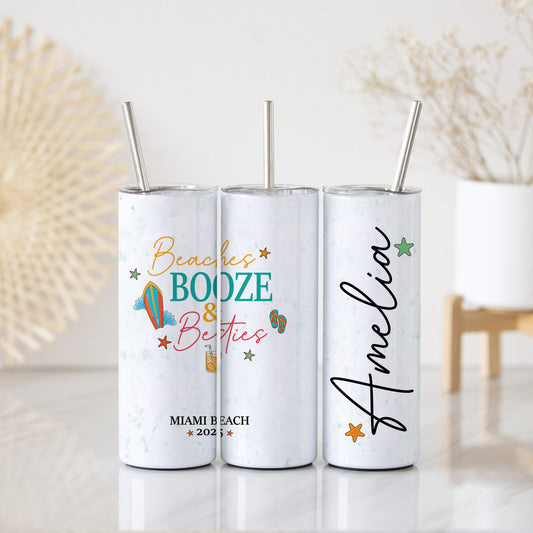 Custom Beaches, Booze & Besties Tumbler - Perfect Bridal Party Gift!