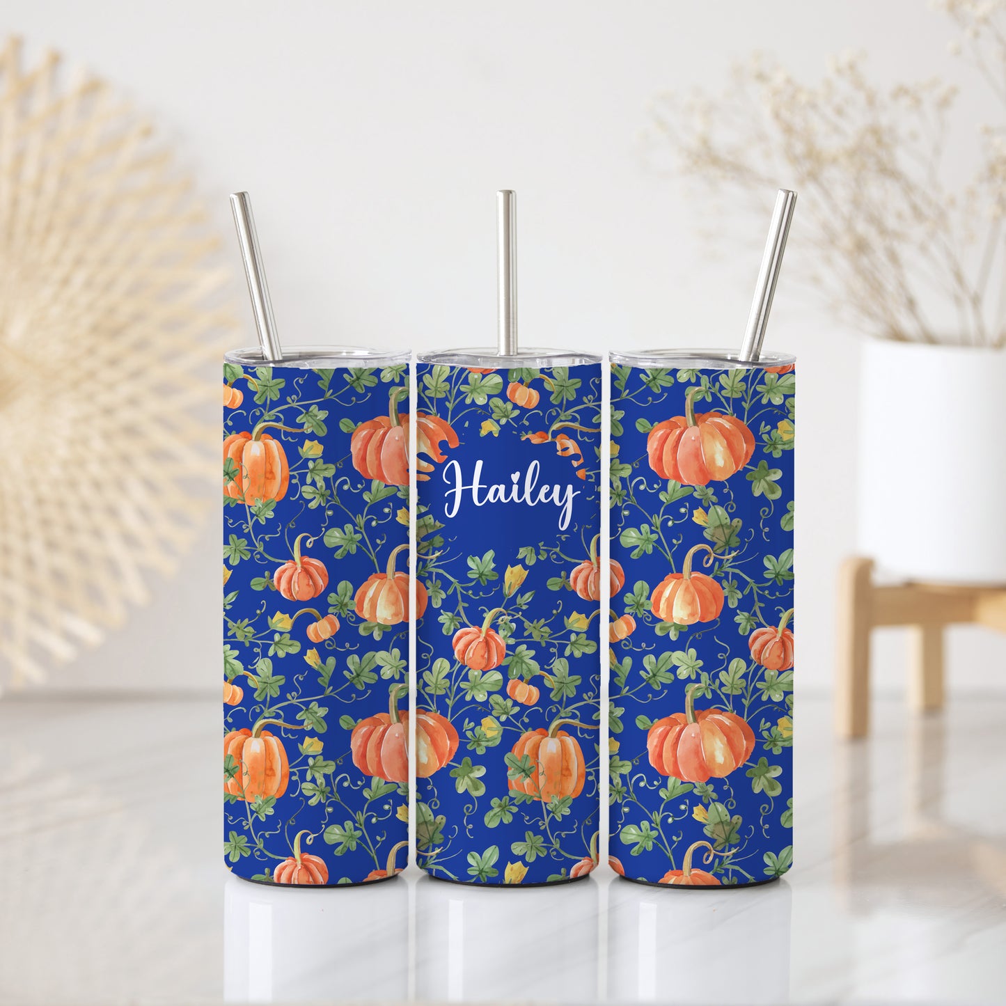 Vibrant Fall Theme Tumbler with Straw, Aesthetic Autumn Lover Gift