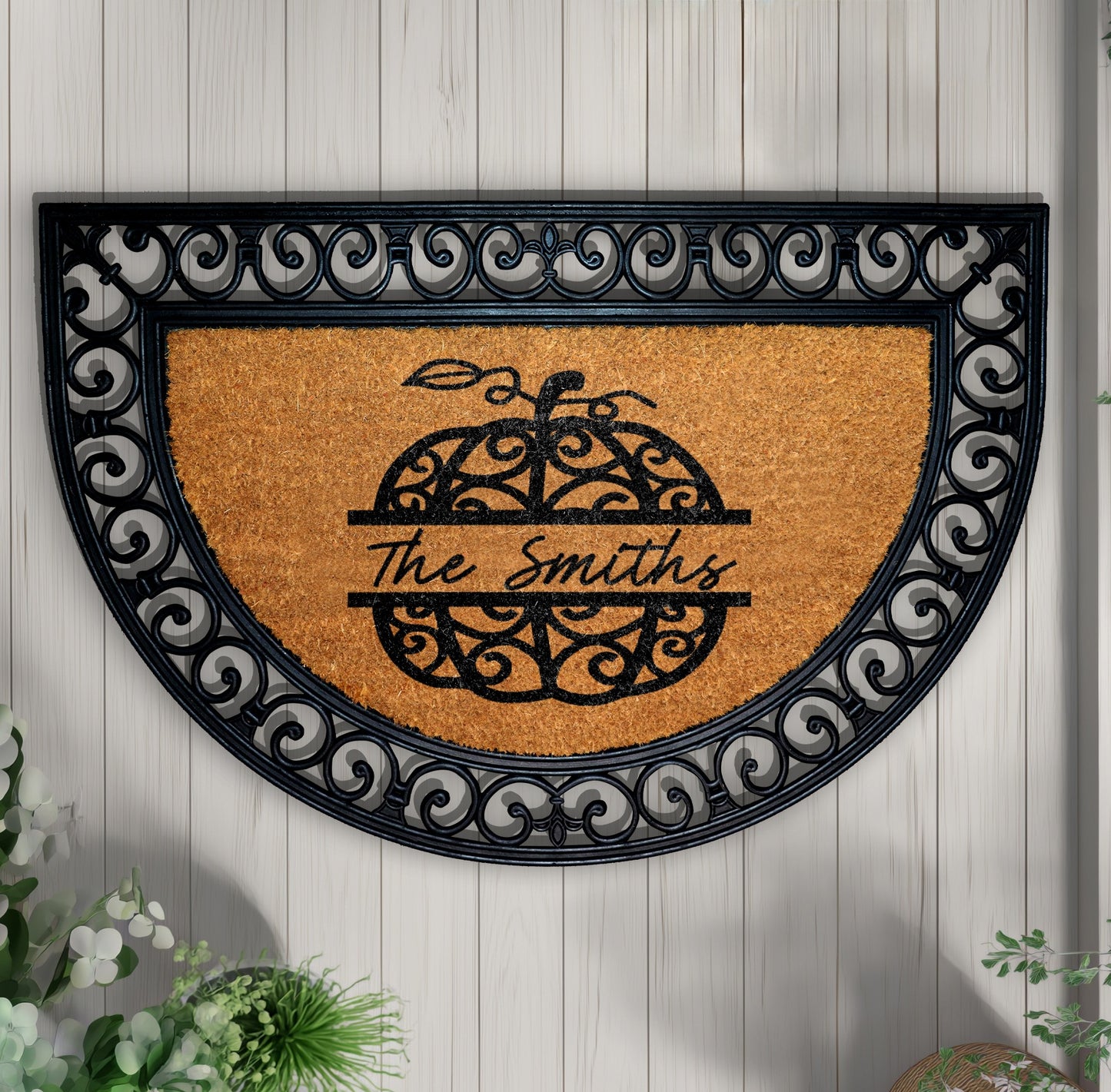 Personalized Last Name Pumpkin Doormat, Fall Home Decor, Housewarming Gift