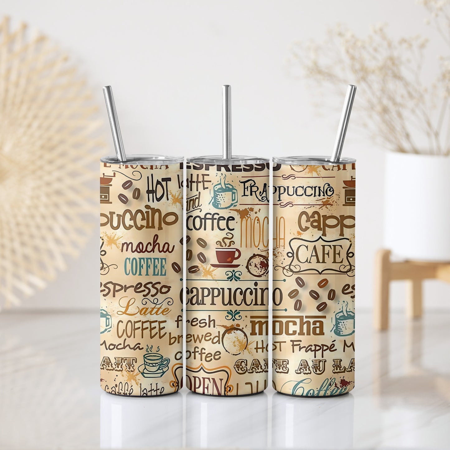 Stainless Steel Coffee Lover Tumbler, Insulated Barista Present with Straw