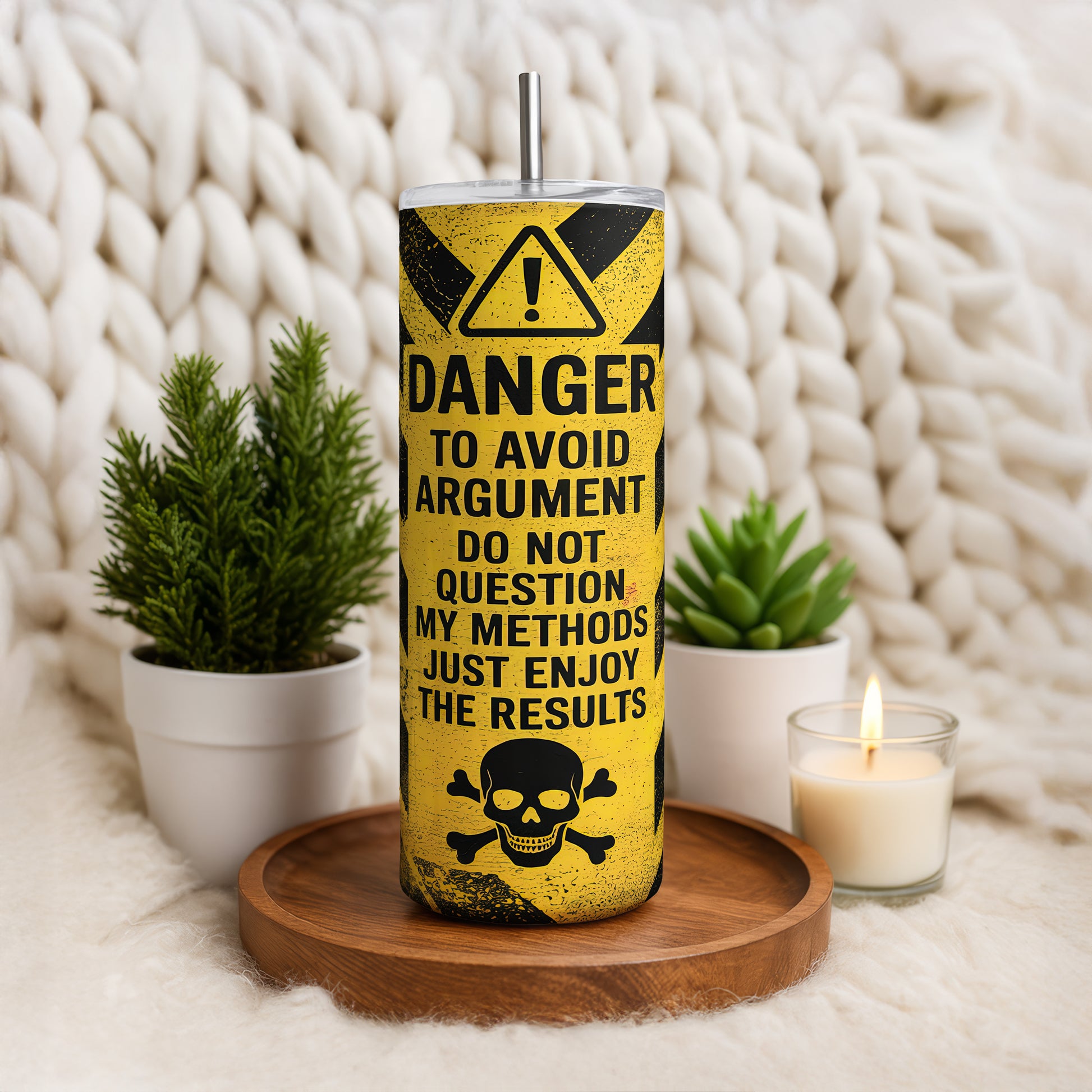 Funny Warning Sign Design Tumbler: Enjoy Results With Office Humor