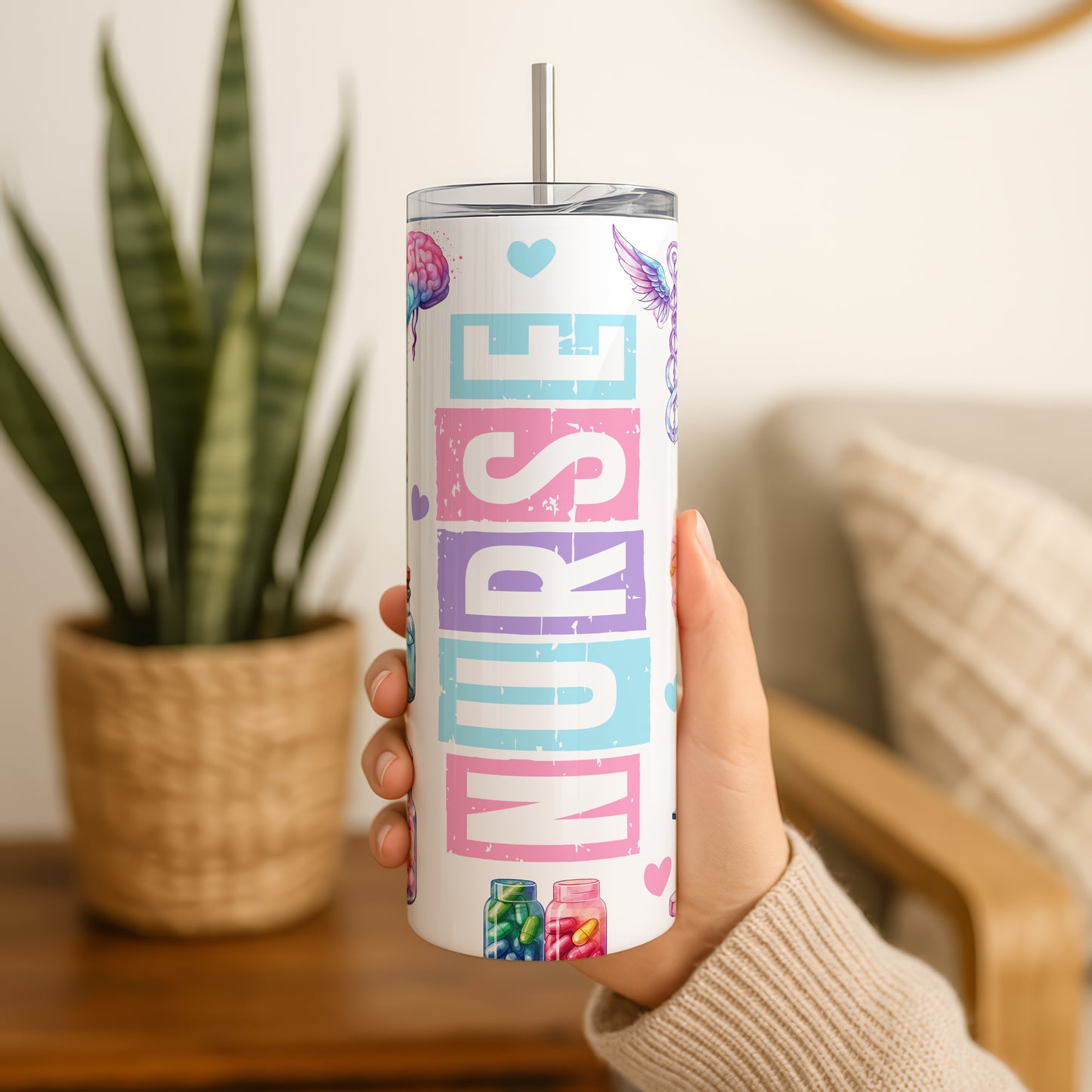 Vibrant Nurse Appreciation Tumbler, Stylish Healthcare Worker Water Bottle