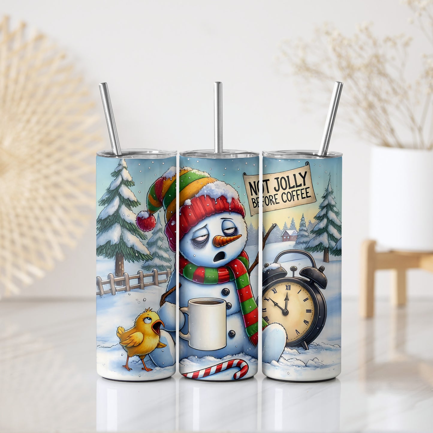 Quirky Snowman Tumbler, Festive Family Jolly on Winter Adventure