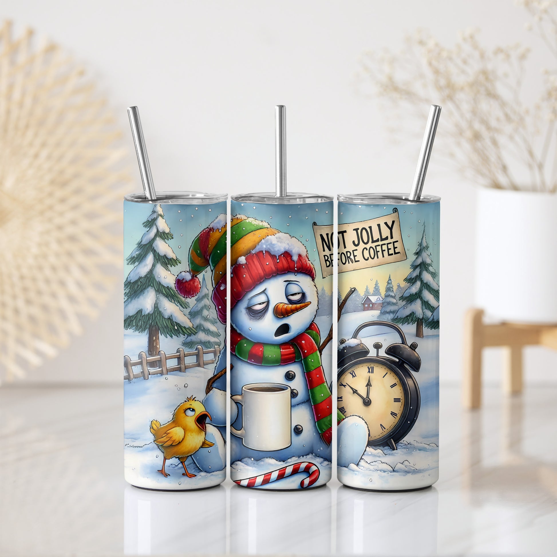 Quirky Snowman Tumbler, Festive Family Jolly on Winter Adventure