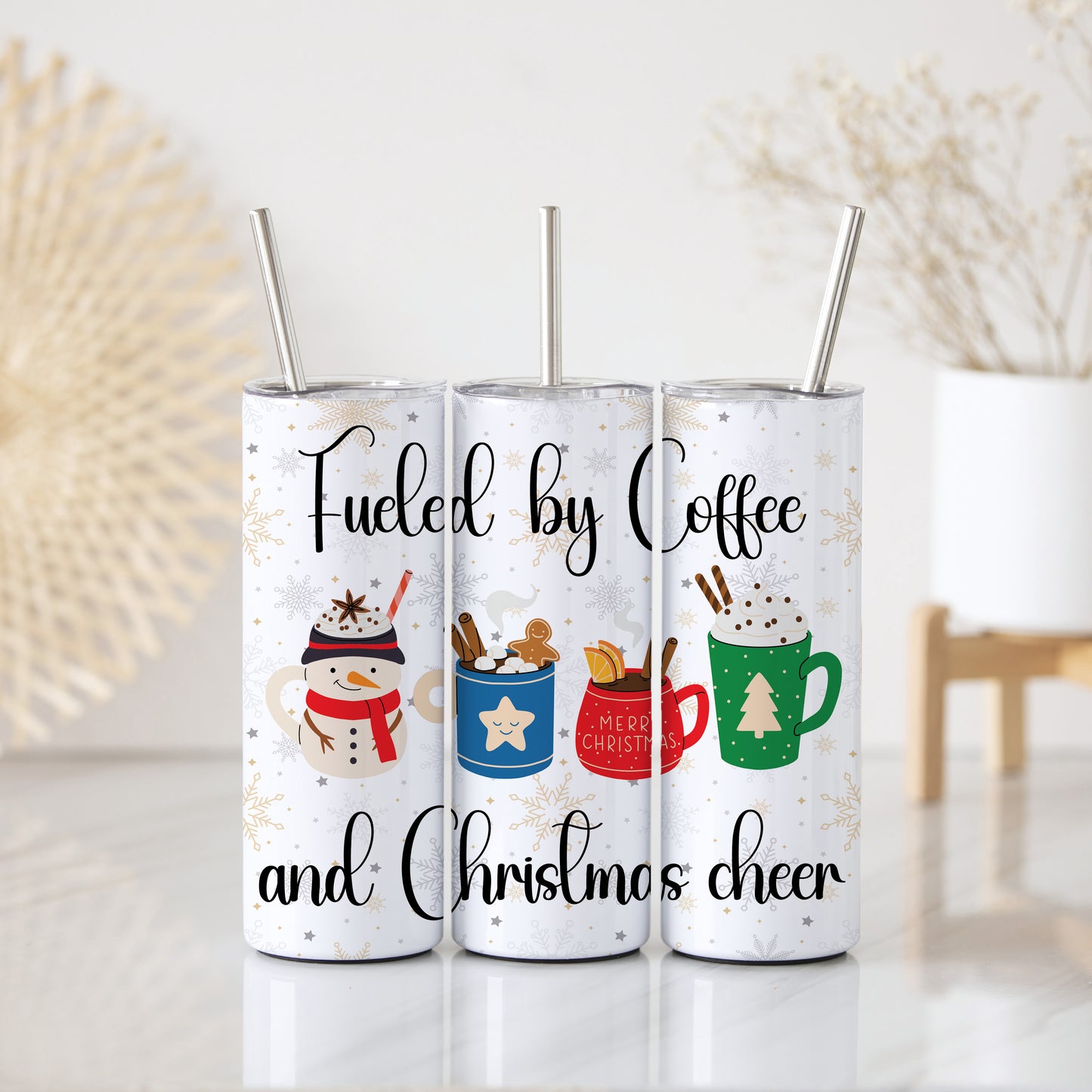 Stay Merry with Coffee & Cheer Tumbler, Winter Drinkware, Funny Gift