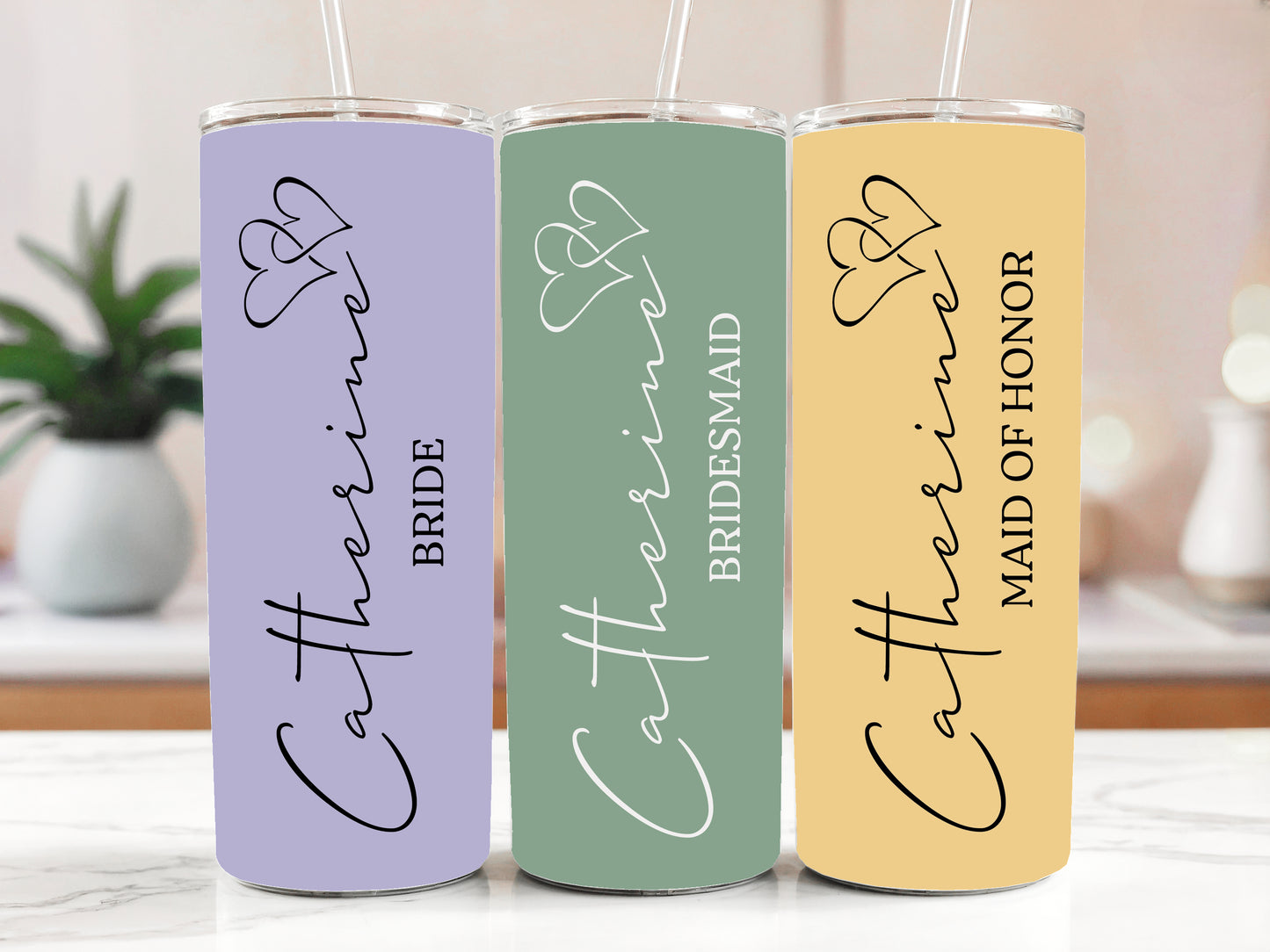 Colorful, Customizable Bachelorette Tumbler Set for Bride & Bridesmaids