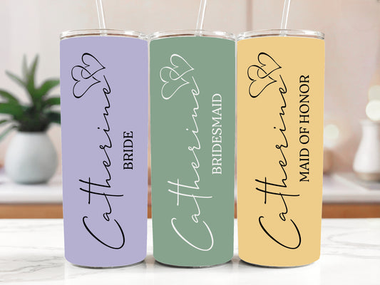 Colorful, Customizable Bachelorette Tumbler Set for Bride & Bridesmaids