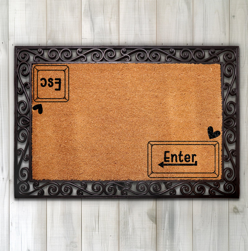 Cleverly welcome guests with Enter & Esc Keyboard Coir Doormat.