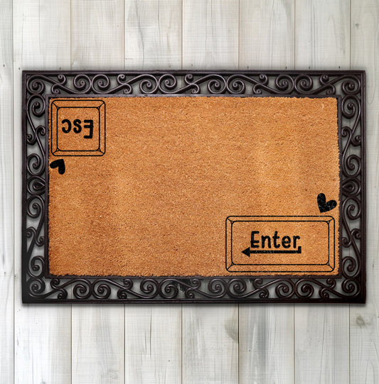 Cleverly welcome guests with Enter & Esc Keyboard Coir Doormat.
