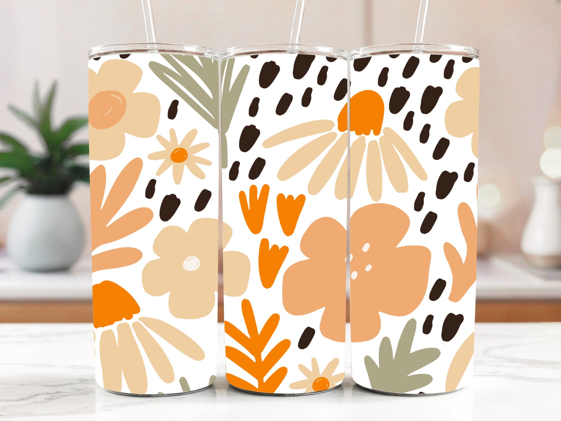 Vibrant Nature-Inspired Tumblers: Floral, Paw Prints, Summer Vibe Stainless Steel
