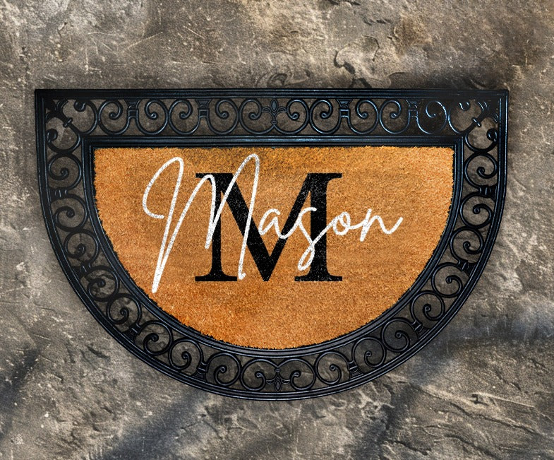 Elegant, Custom Last Name Doormat - Personalized Family Welcome Rug