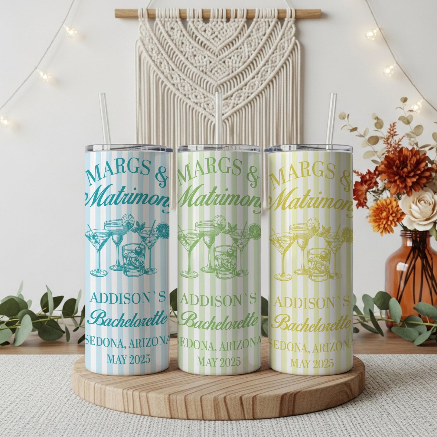 Mexican Style Bachelorette Cups, Customizable Keepsake Tumbler, Matching Gift