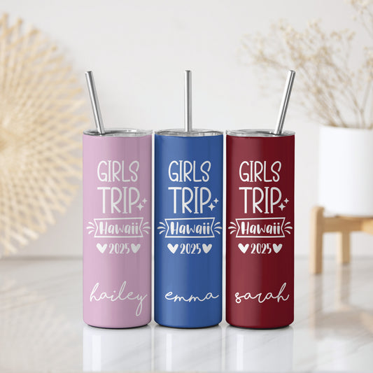 Colorful Girls Trip Tumbler, Best Friends Insulated Steel Bottle