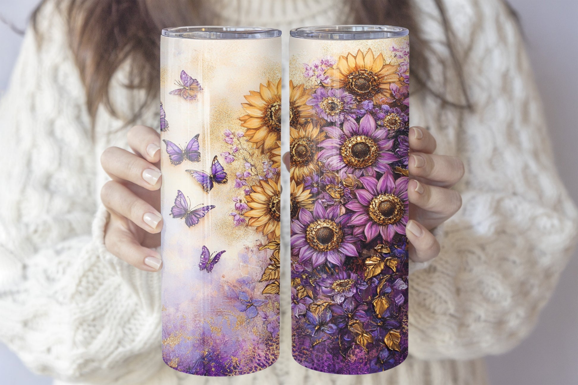 Sunflowers, Butterflies Steel Bottle - Nature Lover's Insulated Cup
