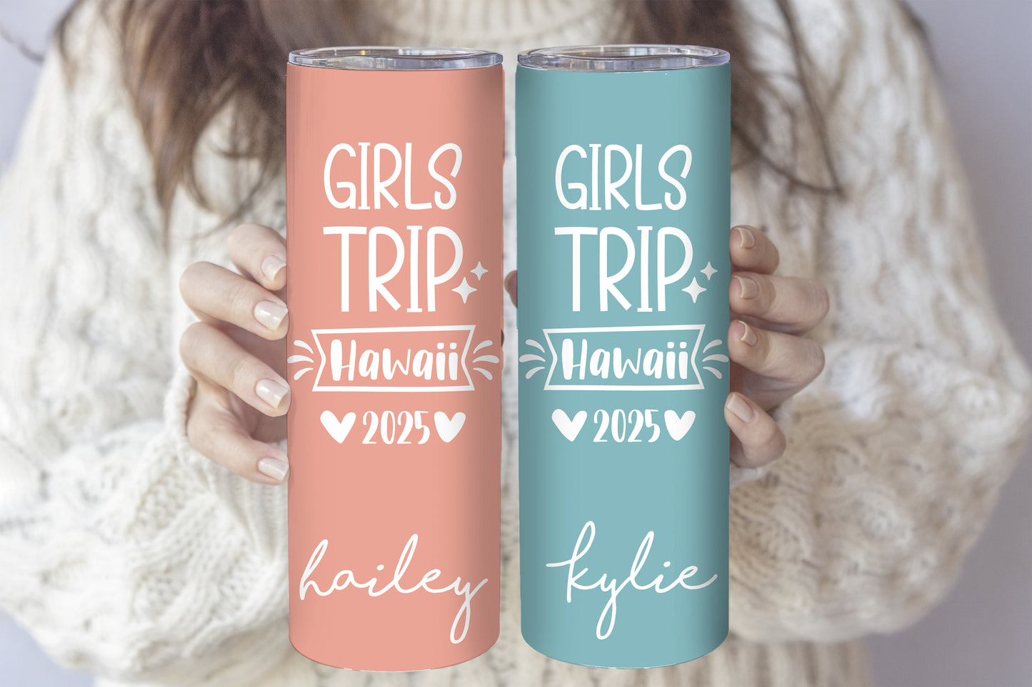Colorful Girls Trip Tumbler, Best Friends Insulated Steel Bottle
