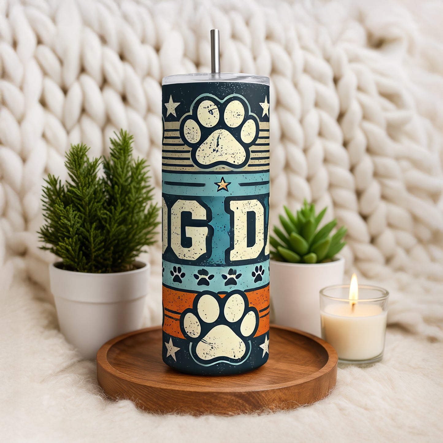 Dog Dad Stainless Steel Tumbler, Father's Day Gift with Straw
