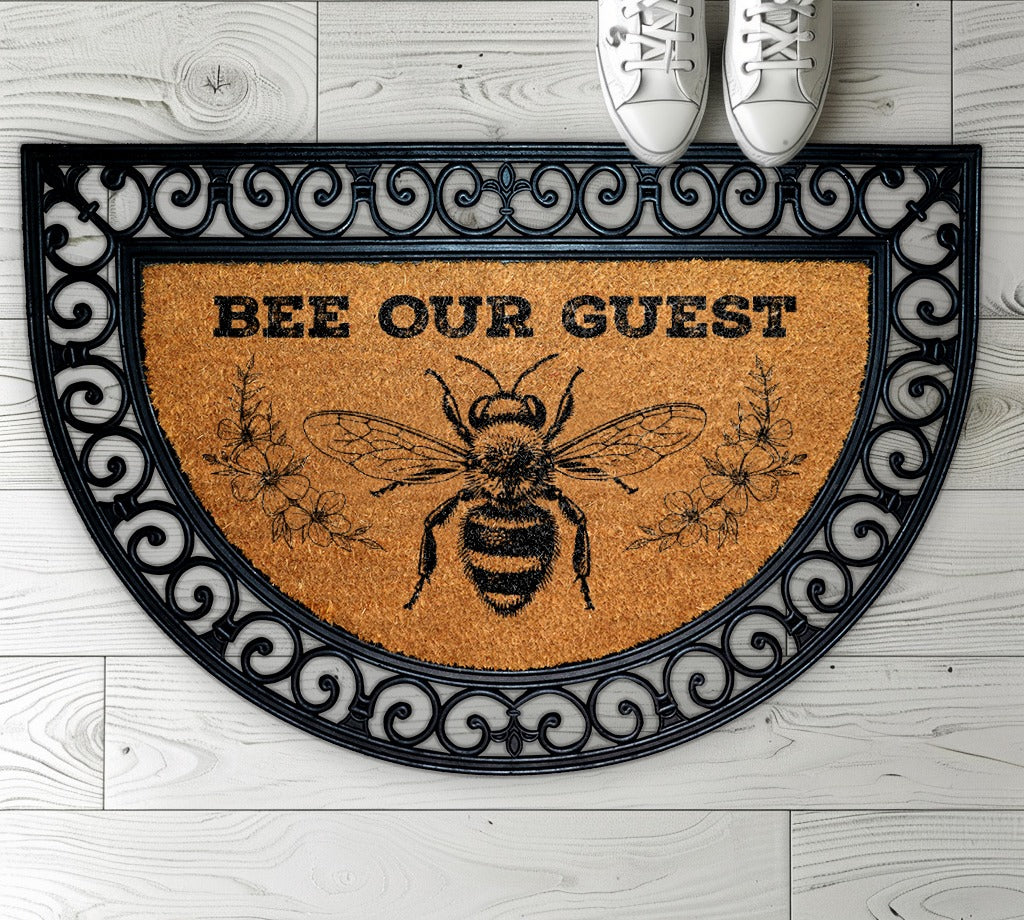 Welcome guests with our Bee Happy Doormat, Bumblebee Housewarming Gift