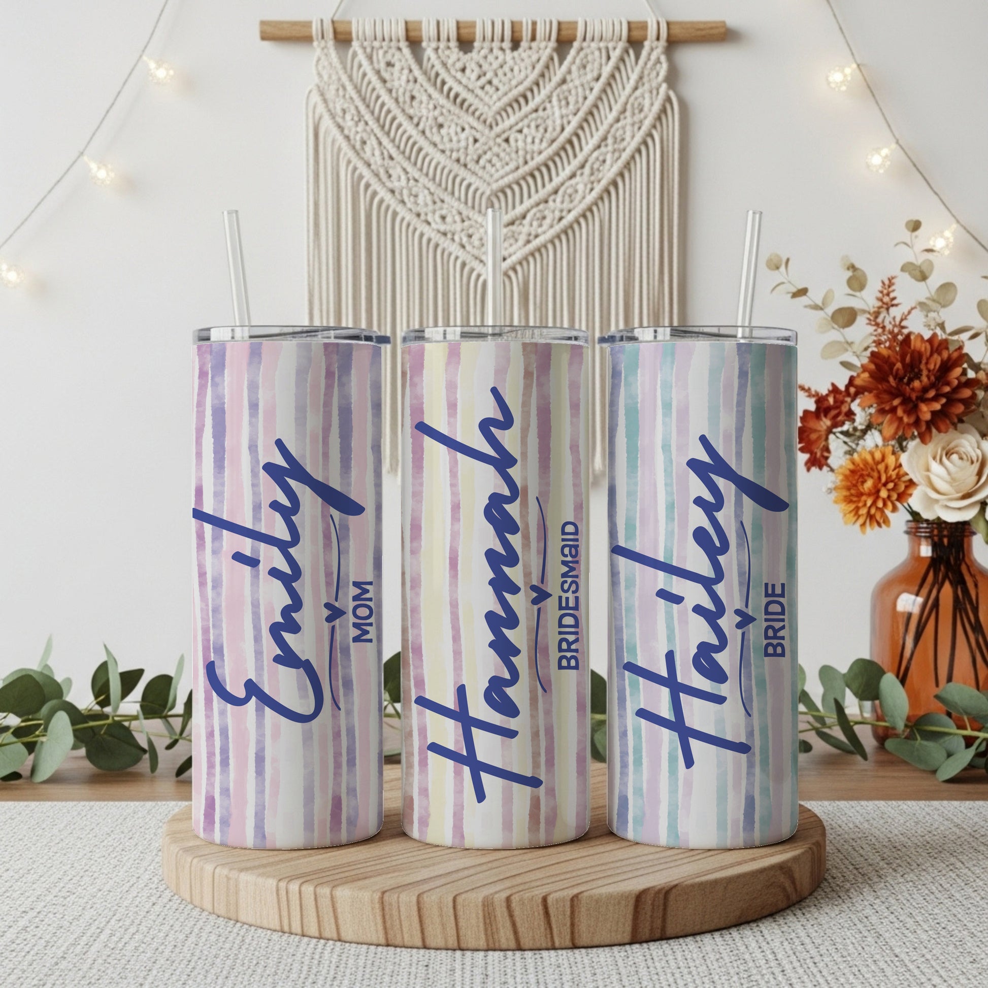 Bride's Personalized Bachelorette Tumbler, Matching Insulated Cups, Wedding Gift