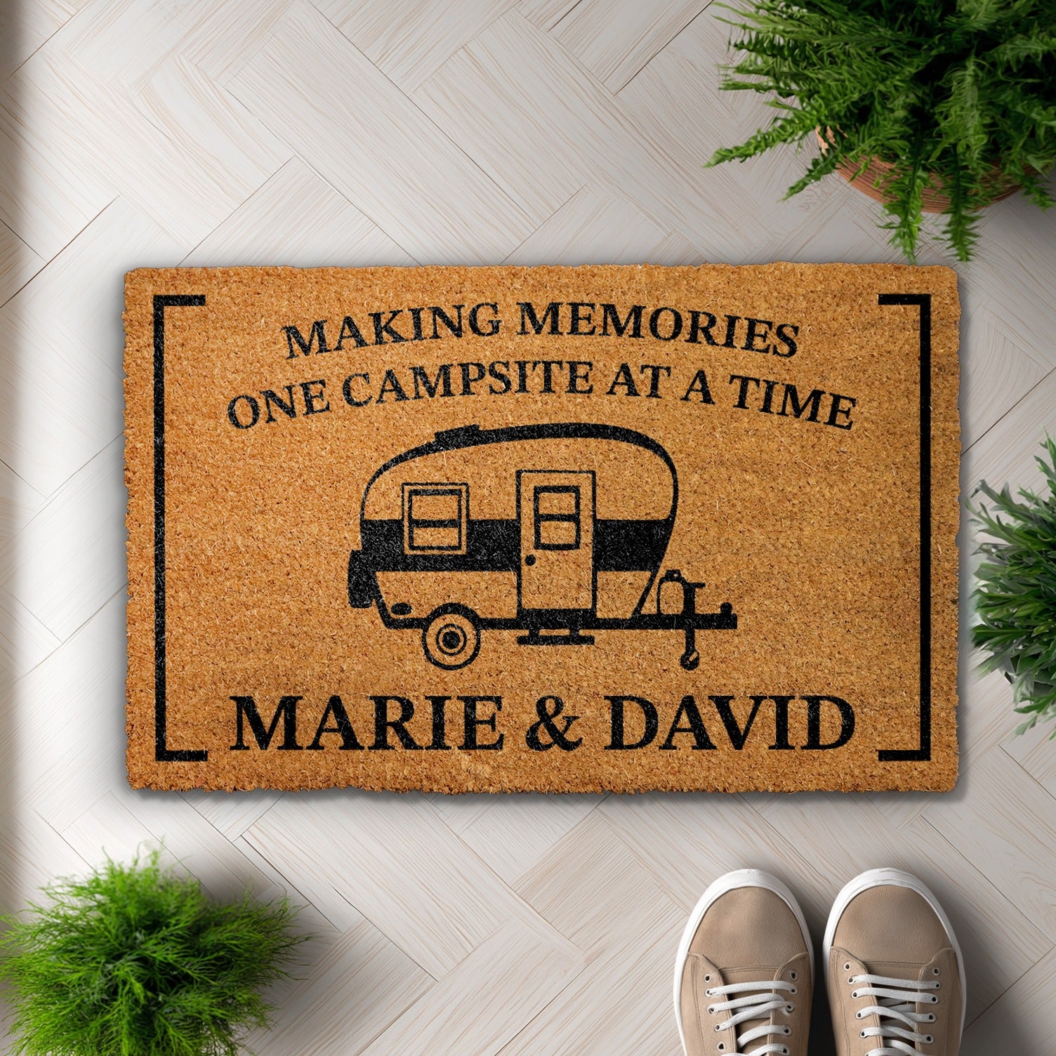 Personalized Couples RV Mat: Making Memories, Camping Family Glamping Decor