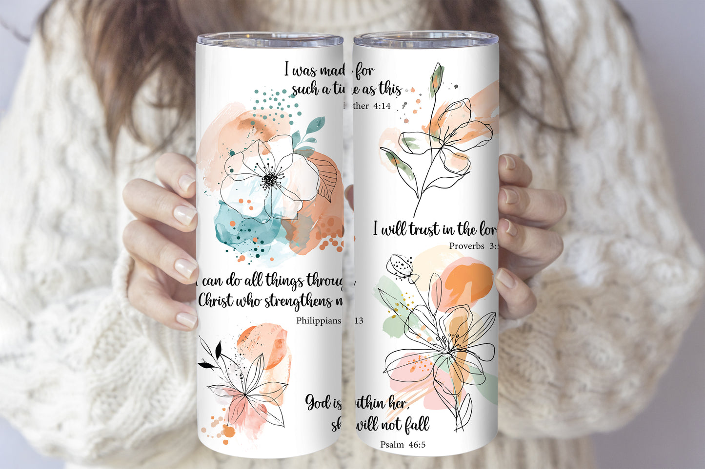 Christian Scripture Tumbler, Faith-Based Drinkware: Religious Gift of Inspiration