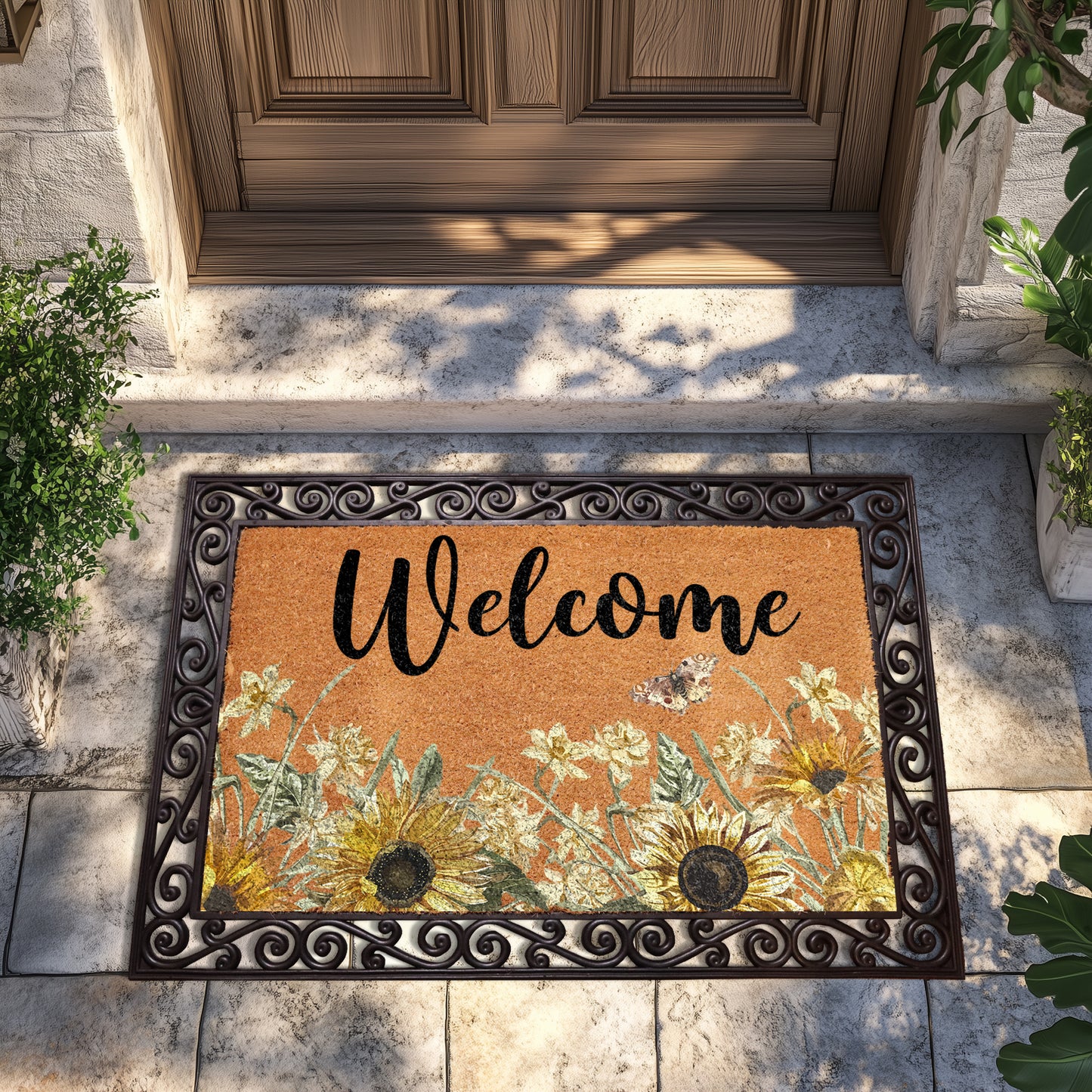 Colorful Sunflower Doormat, Spring Welcome Mat for Your Front Porch