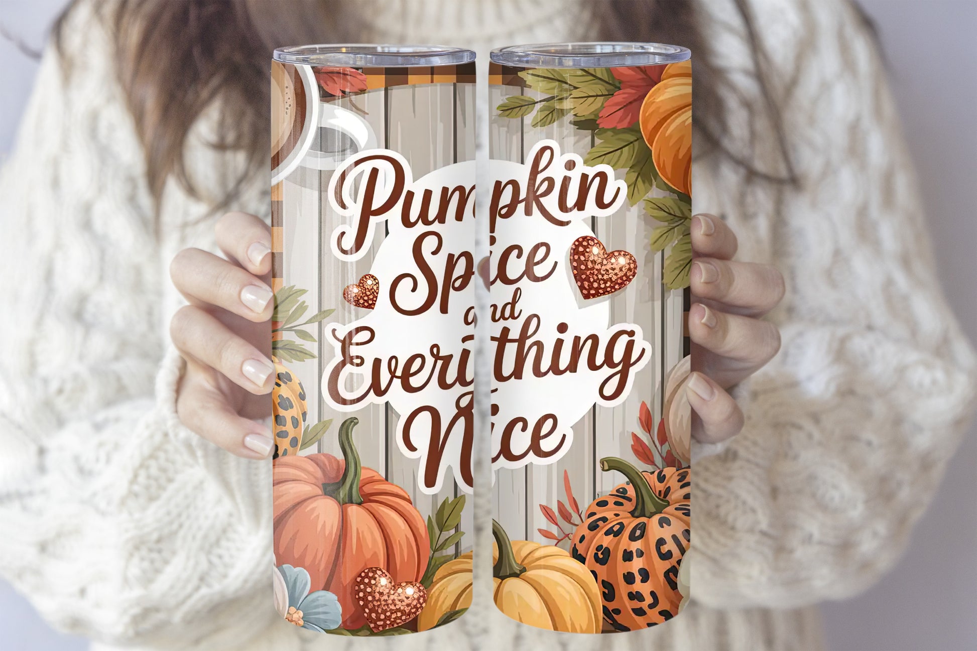 Cozy Pumpkin Spice Tumbler with Straw for Thanksgiving Celebrations