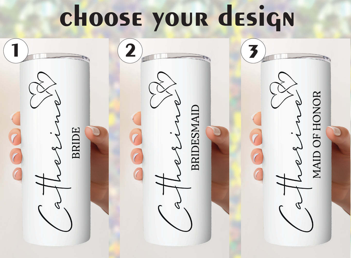 Colorful, Customizable Bachelorette Tumbler Set for Bride & Bridesmaids