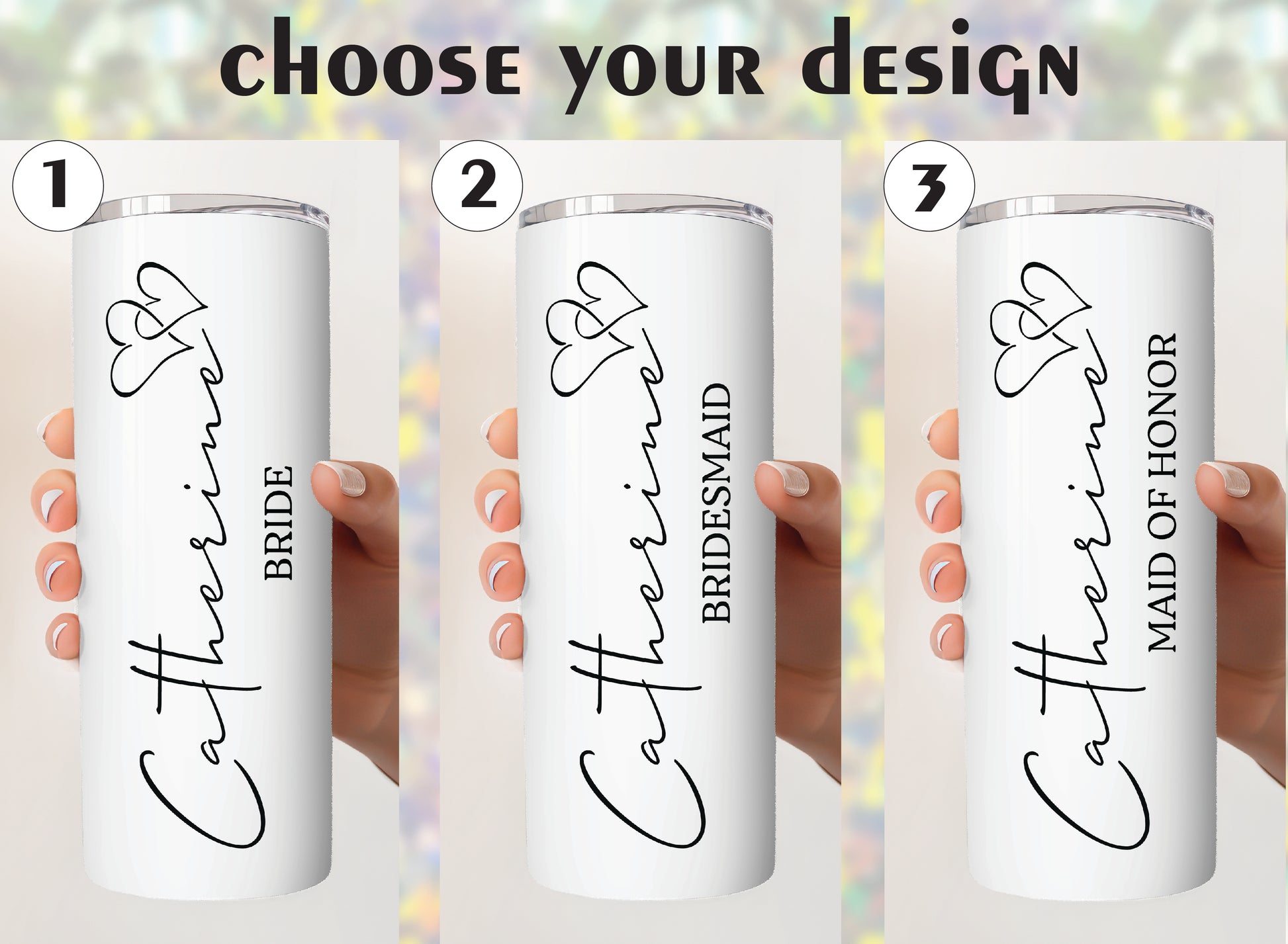 Colorful, Customizable Bachelorette Tumbler Set for Bride & Bridesmaids