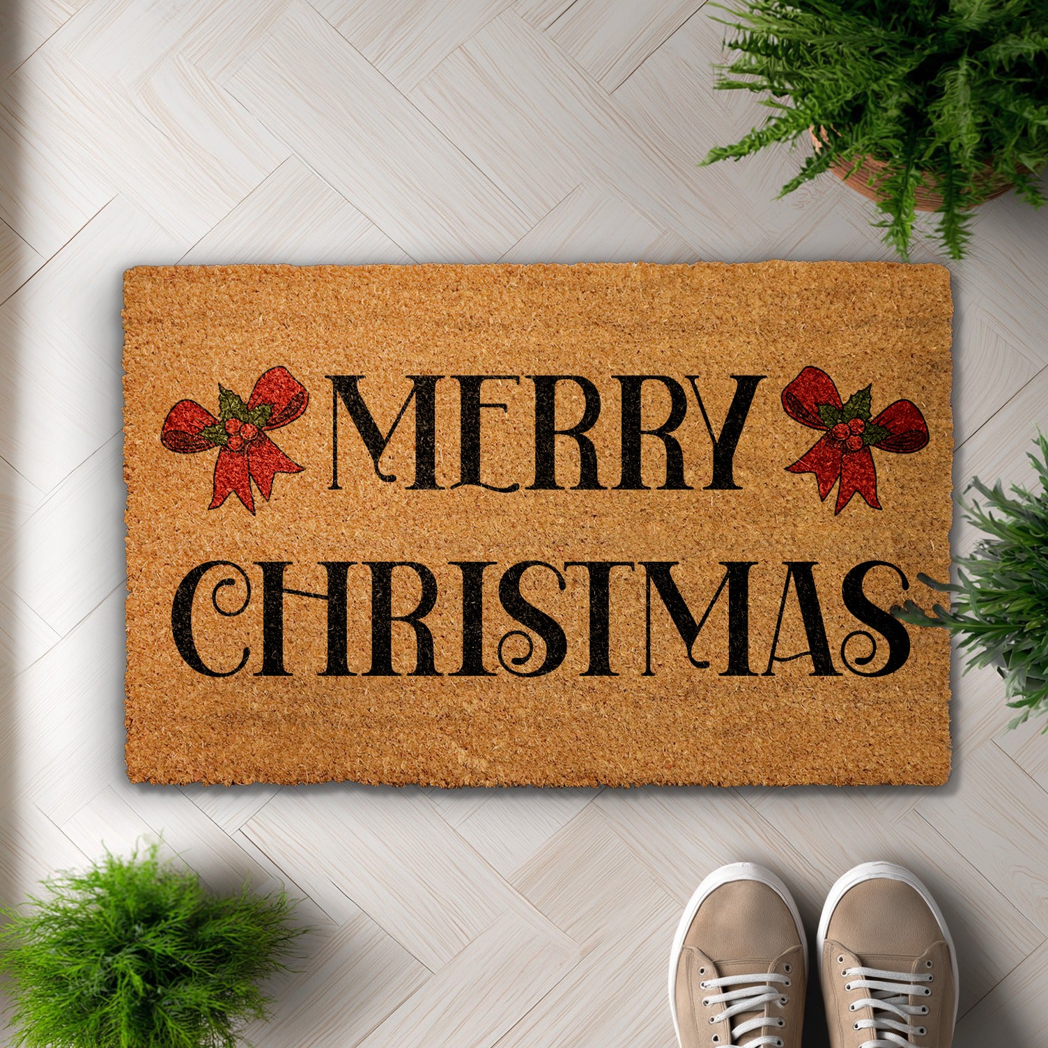 Cute Merry Christmas Doormat, Festive Xmas Home Decor, Winter Rug