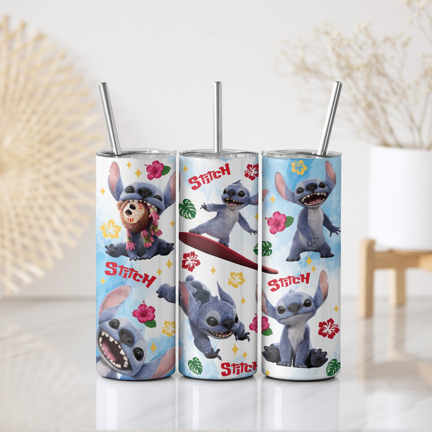 Floral Stitch Inspired Mug, Cute Stitch & Kakamora Summer Tumbler
