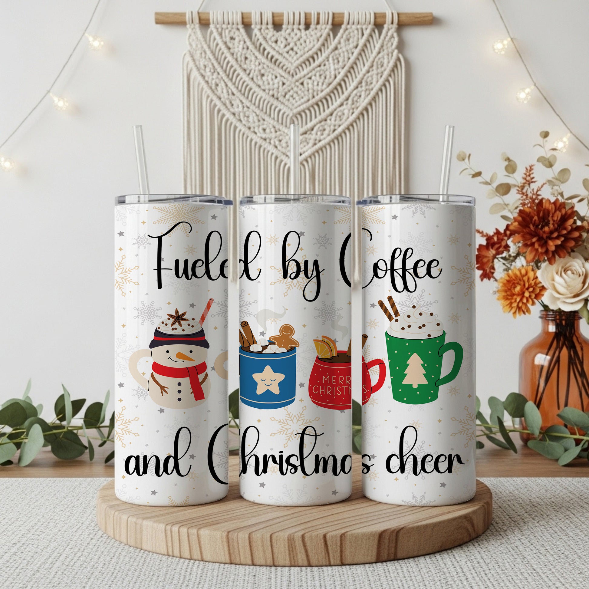 Stay Merry with Coffee & Cheer Tumbler, Winter Drinkware, Funny Gift