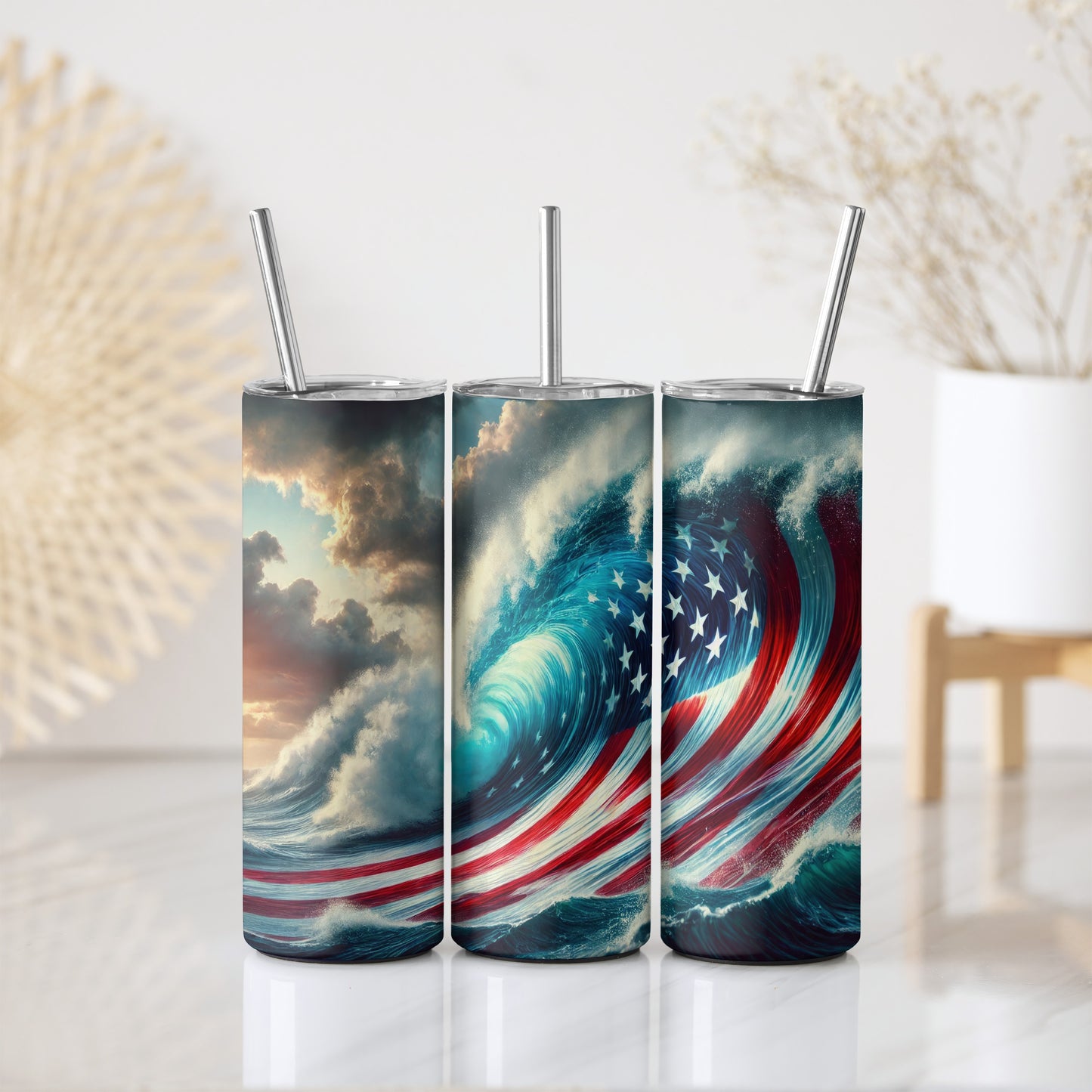 Ocean Wave Tumbler: Fourth of July Stainless Steel Patriotic Cup