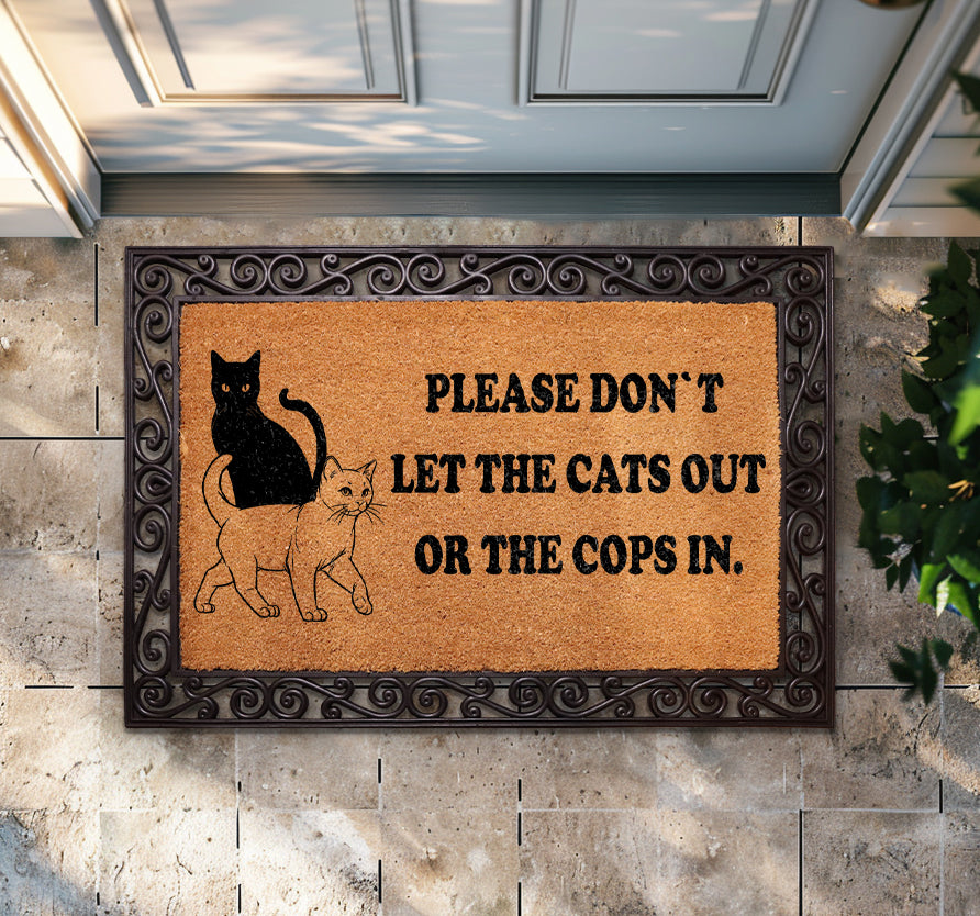 Cat Lover Welcome Mat, Funny Cat Theme Entrance Rug, Pet Gift