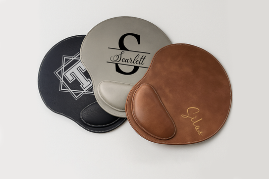 Ergonomic Vegan Leather Mousepad with Custom Engraving and Wrist Support