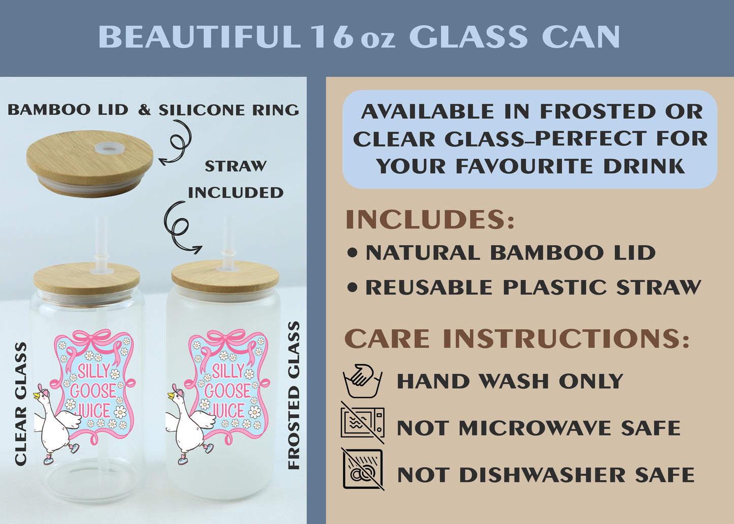 Sarcastic Goose Glass Tumbler, Cute & Funny Drinkware Gift