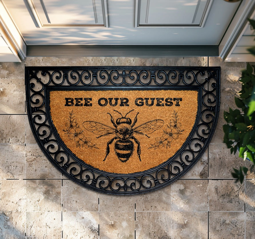 Welcome guests with our Bee Happy Doormat, Bumblebee Housewarming Gift