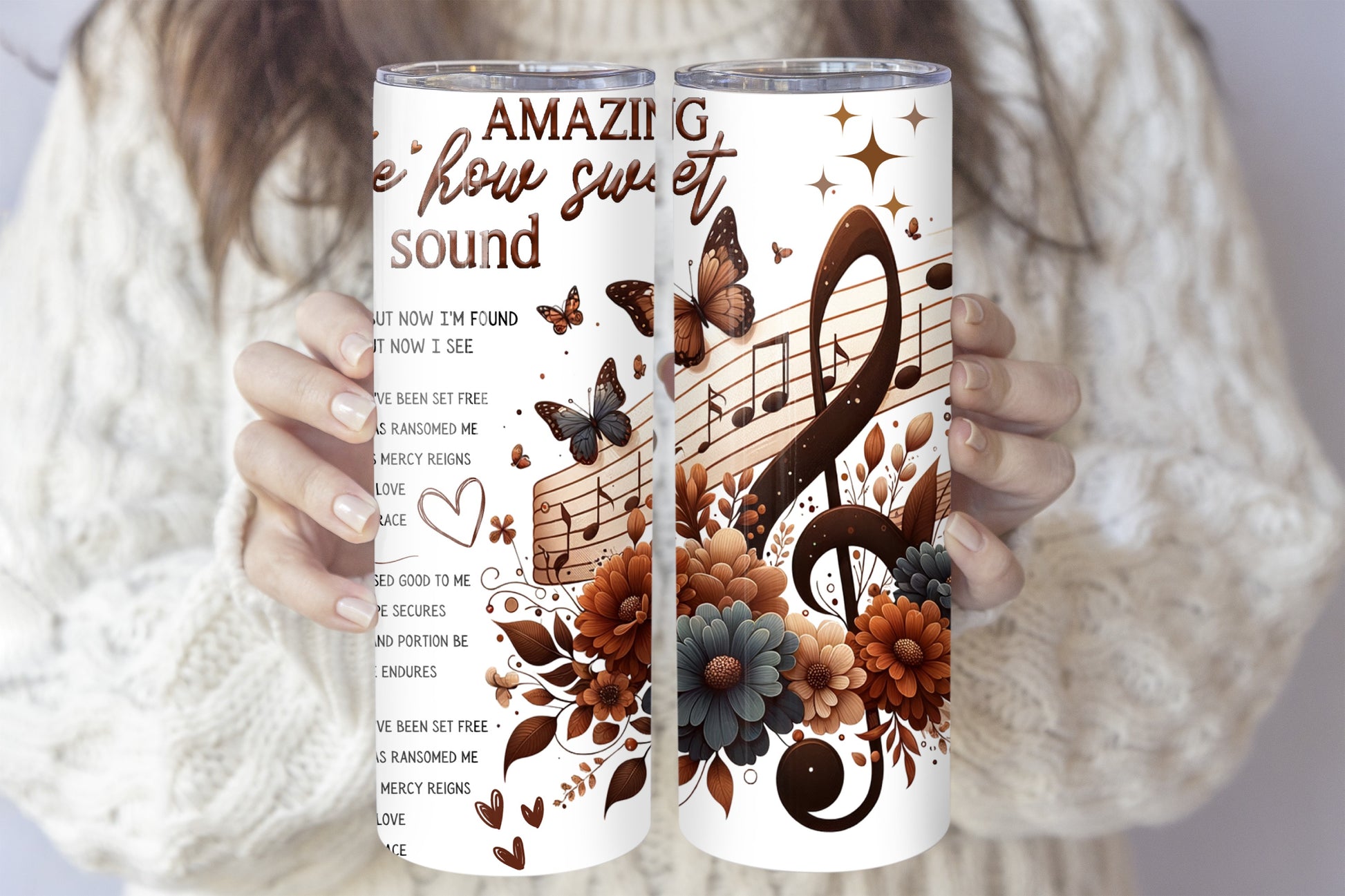 Floral Christian Hymn Insulated Tumbler, Uplifting Quote Coffee Tumbler