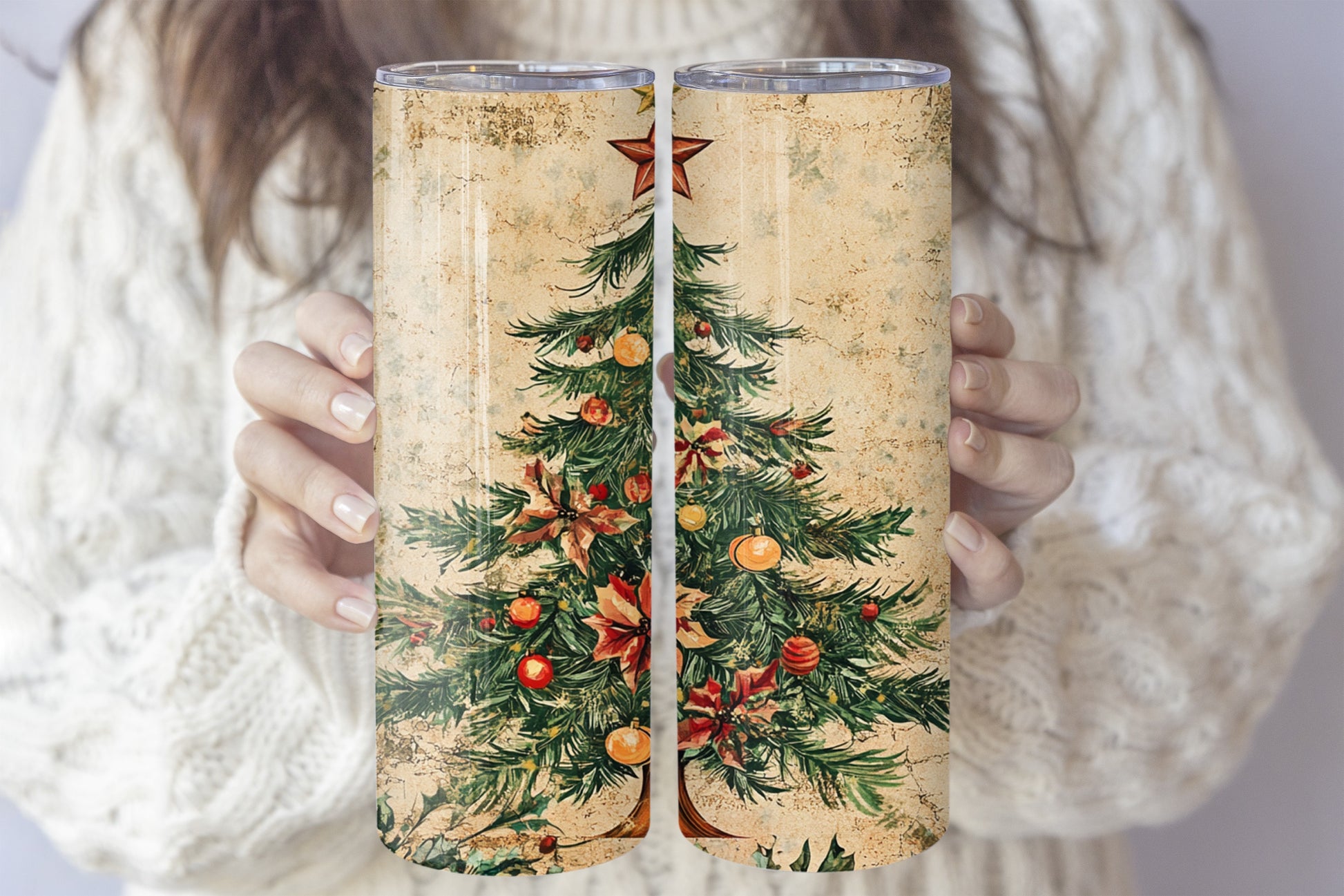 Stay Festive with our Vintage Christmas Tree Tumbler with Straw.