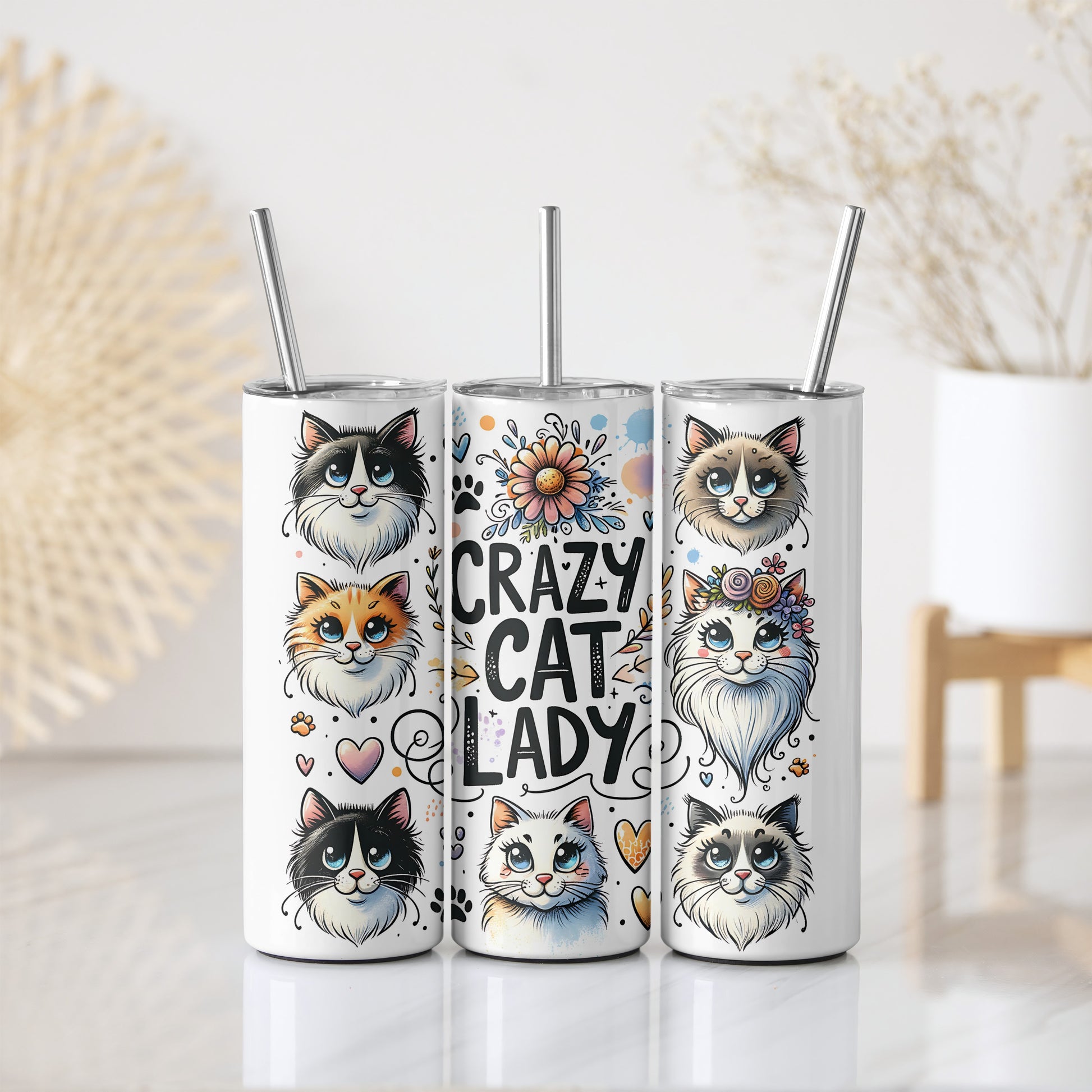 Crazy Cat Lady Stainless Steel Tumbler, Cute Multipurpose Cats