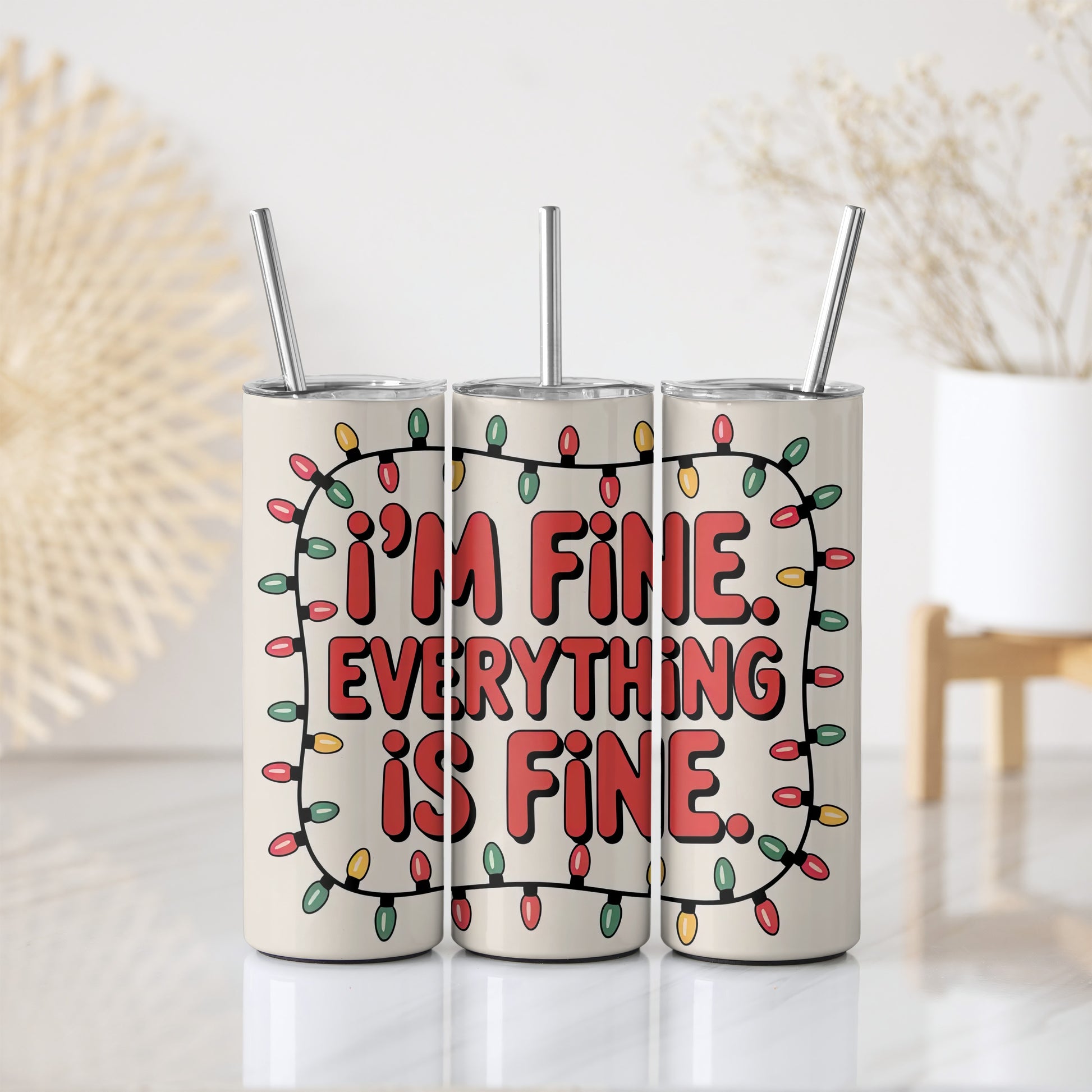 Sarcastic Christmas Lights Tumbler, Motivational Stainless Steel Bottle, Xmas Theme