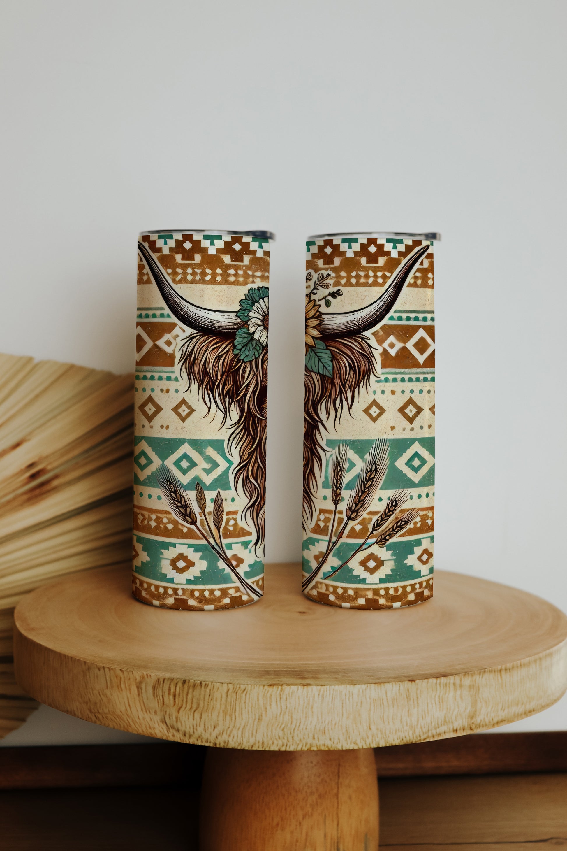 Highland Cow Tumbler: Retro Farmhouse Chic, Boho Insulated Drinkware