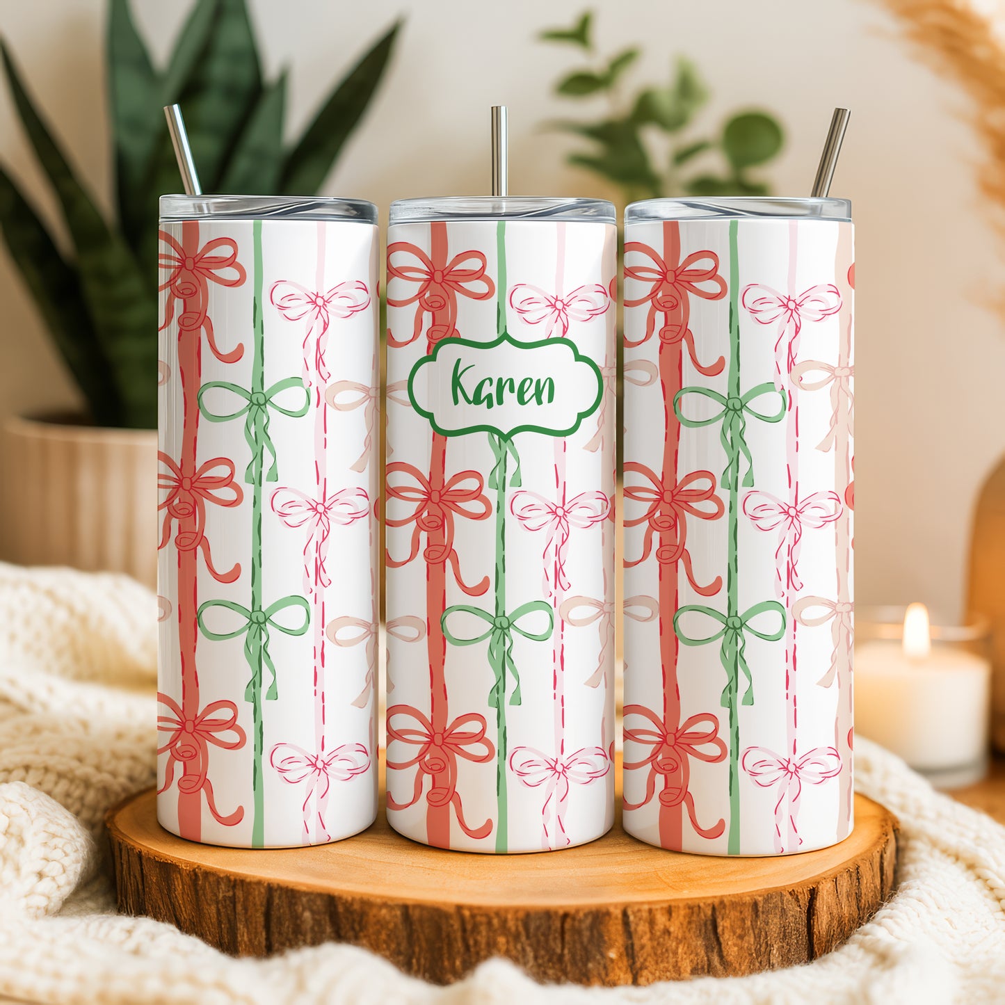 Customize Your Festive Xmas Tumbler, Plaid & Christmas Icons Design