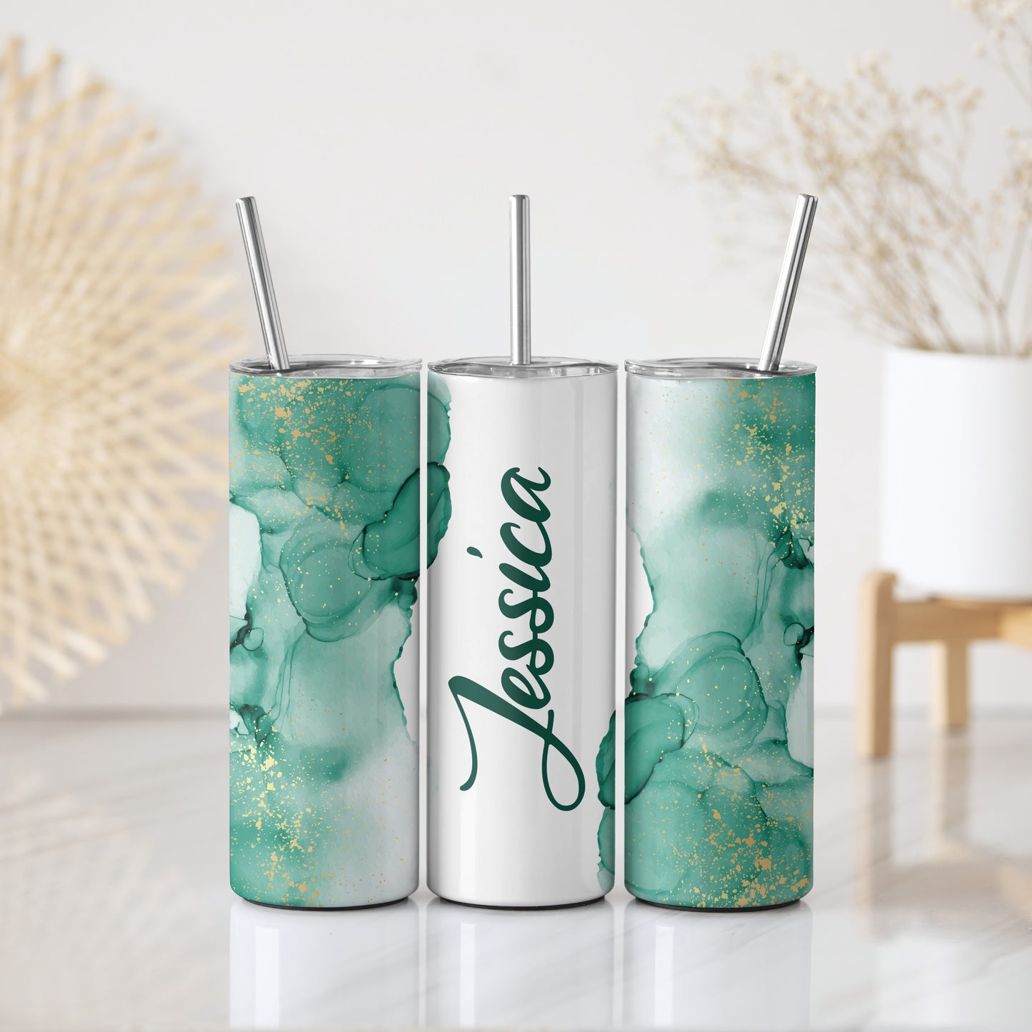 Custom Name Steel Water Bottle, Elegant Marble Tumbler - Perfect Gifts