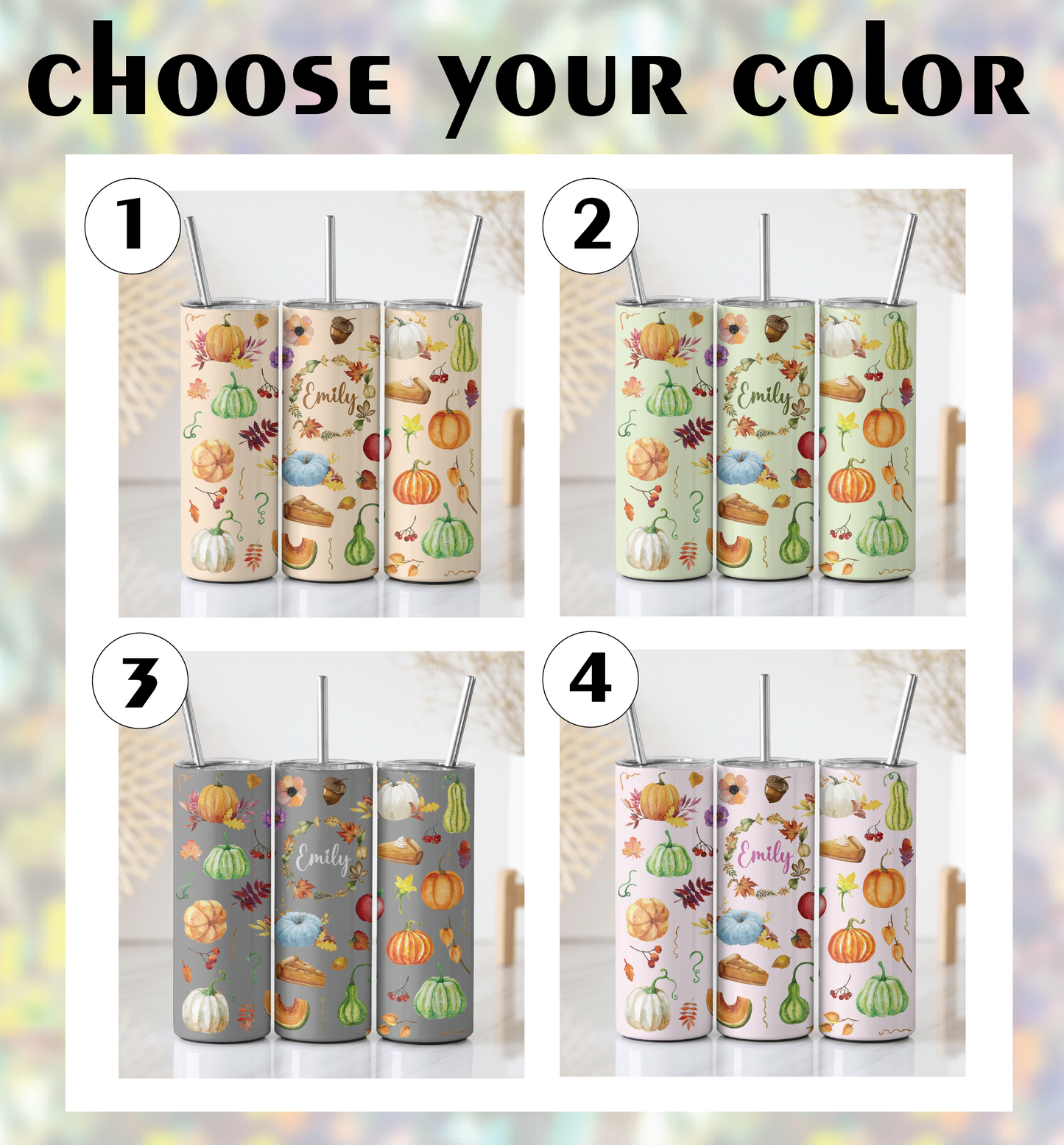 Festive Pumpkin-Themed Tumbler, Personalized Stainless Steel Drinkware for Thanksgiving