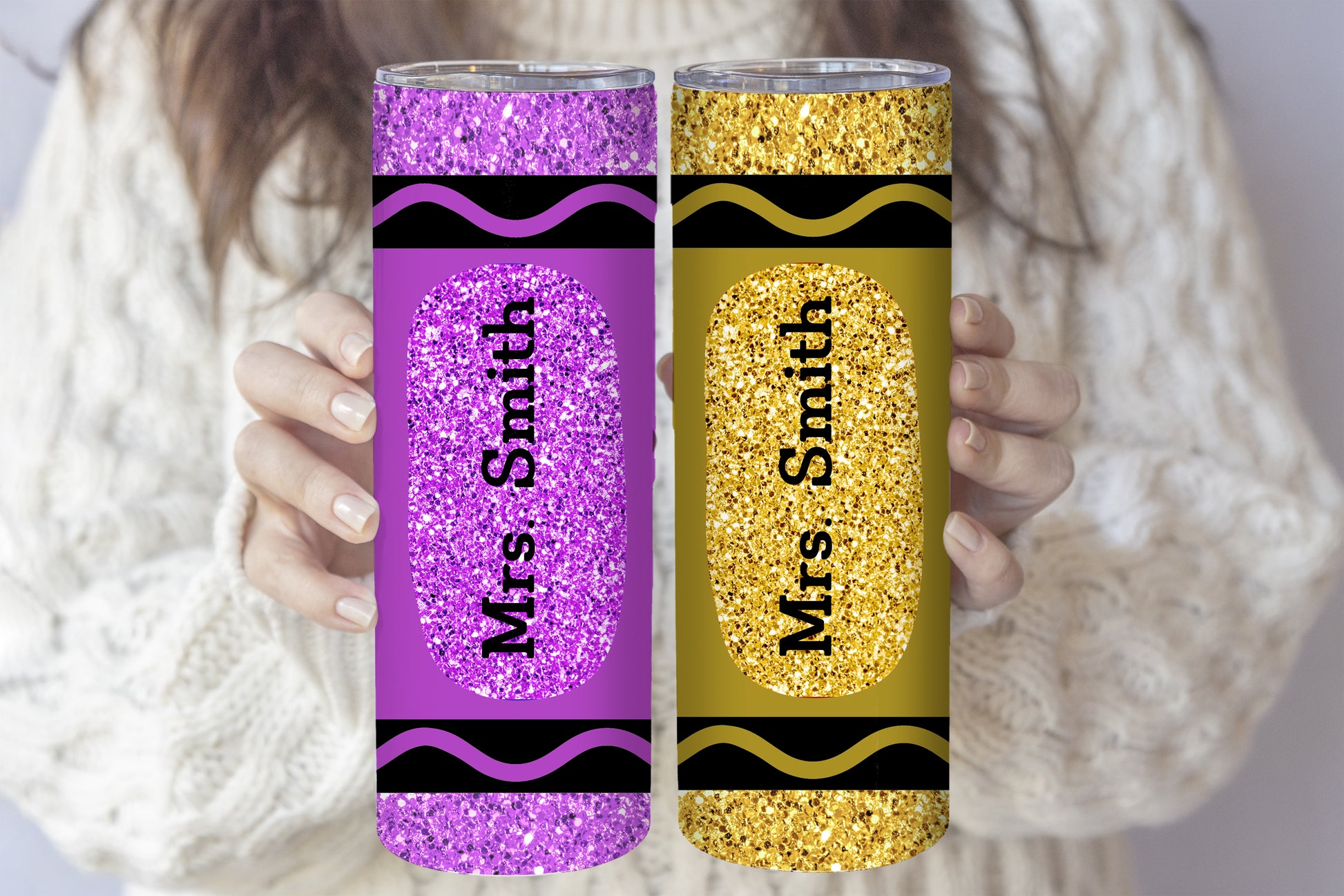 Personalized Glitter Teacher Tumbler, Colorful Insulated Appreciation Gift with Straw