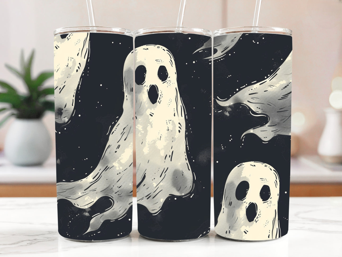 Spooky Ghost Tumbler, Halloween Stainless Steel Water Bottle, Trick Or Treat!