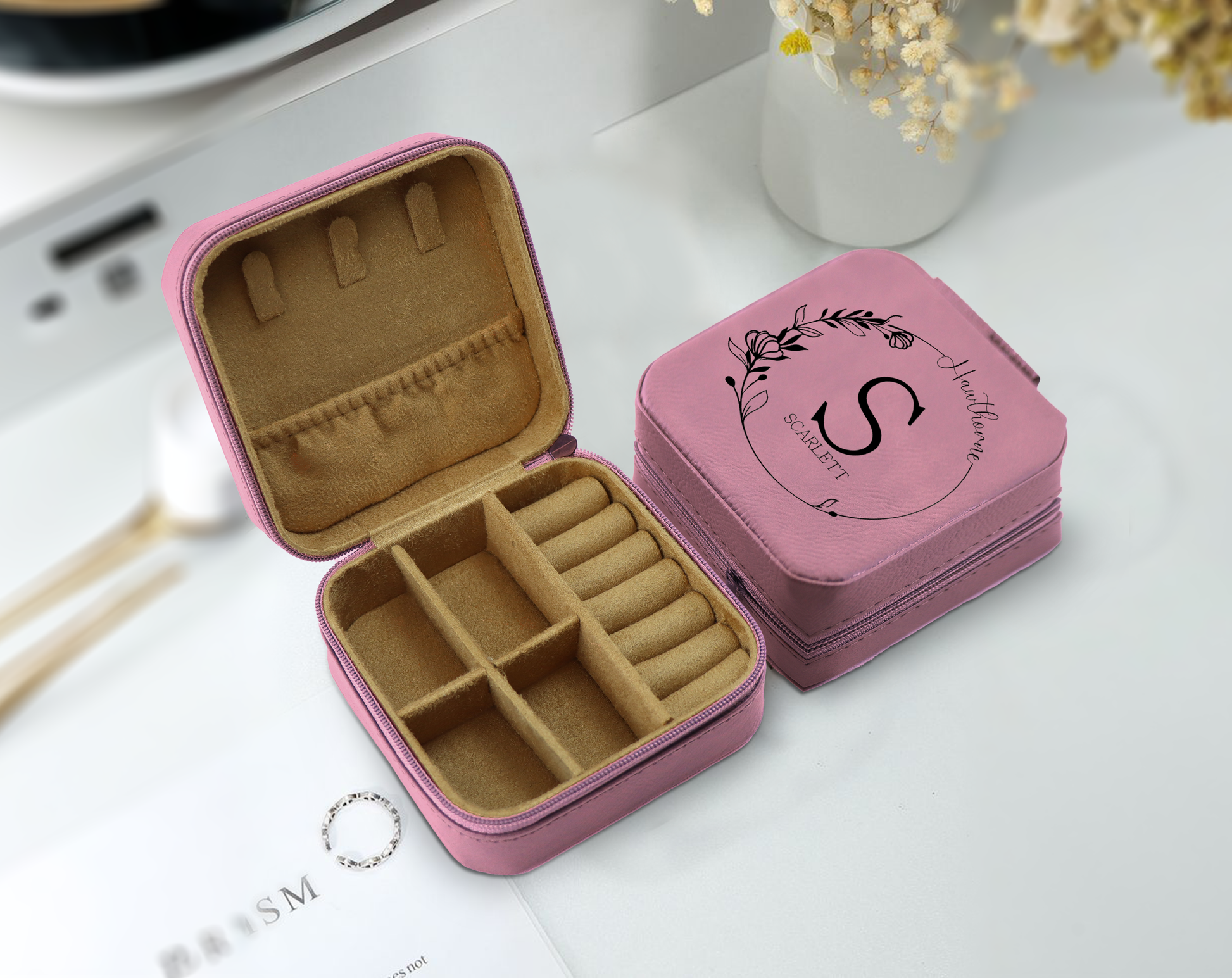 Custom Name Leather Jewelry Box - Ideal Bride & Bridesmaid Gift