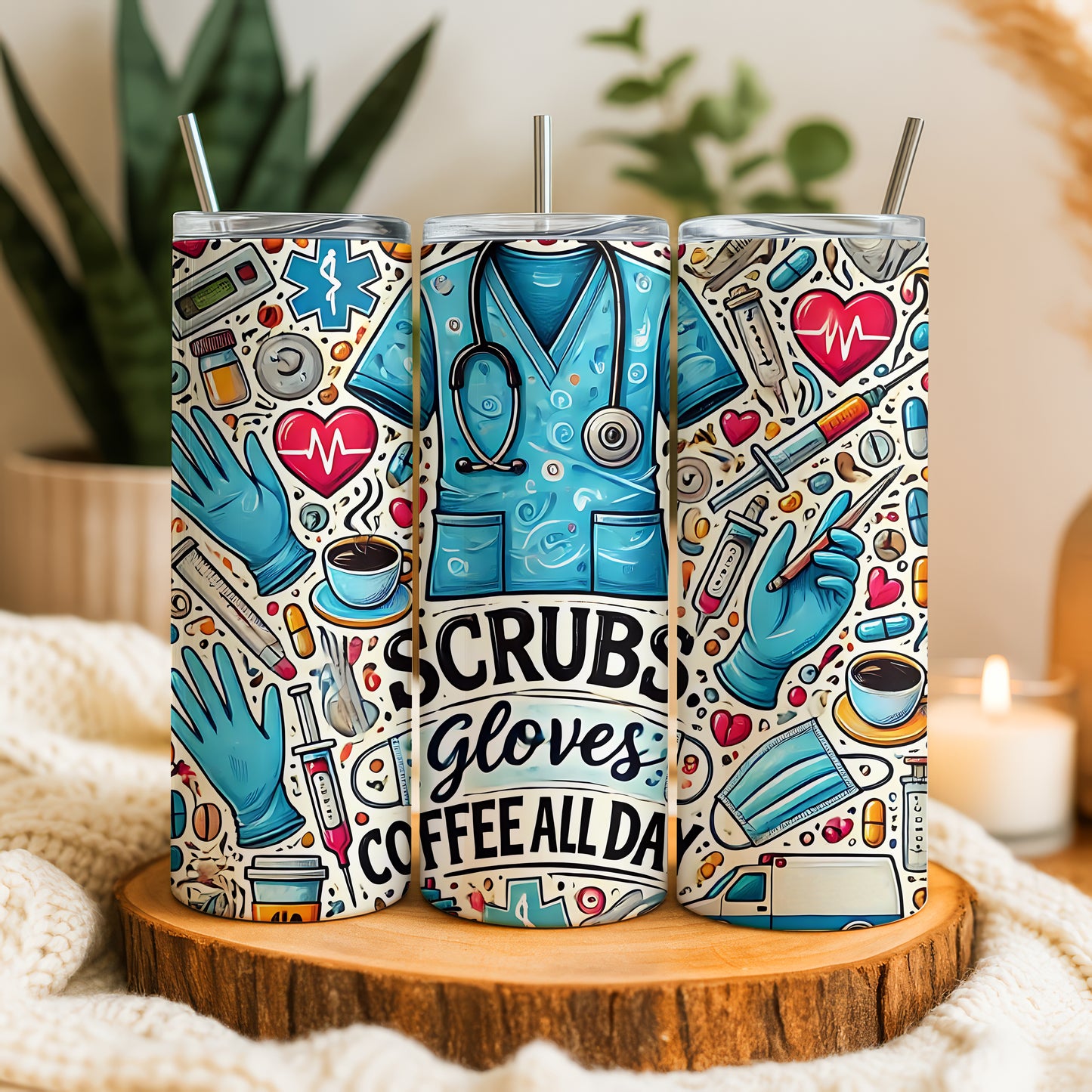 Doctor's Life - Scrubs, Coffee, Gloves Tumbler With Straw